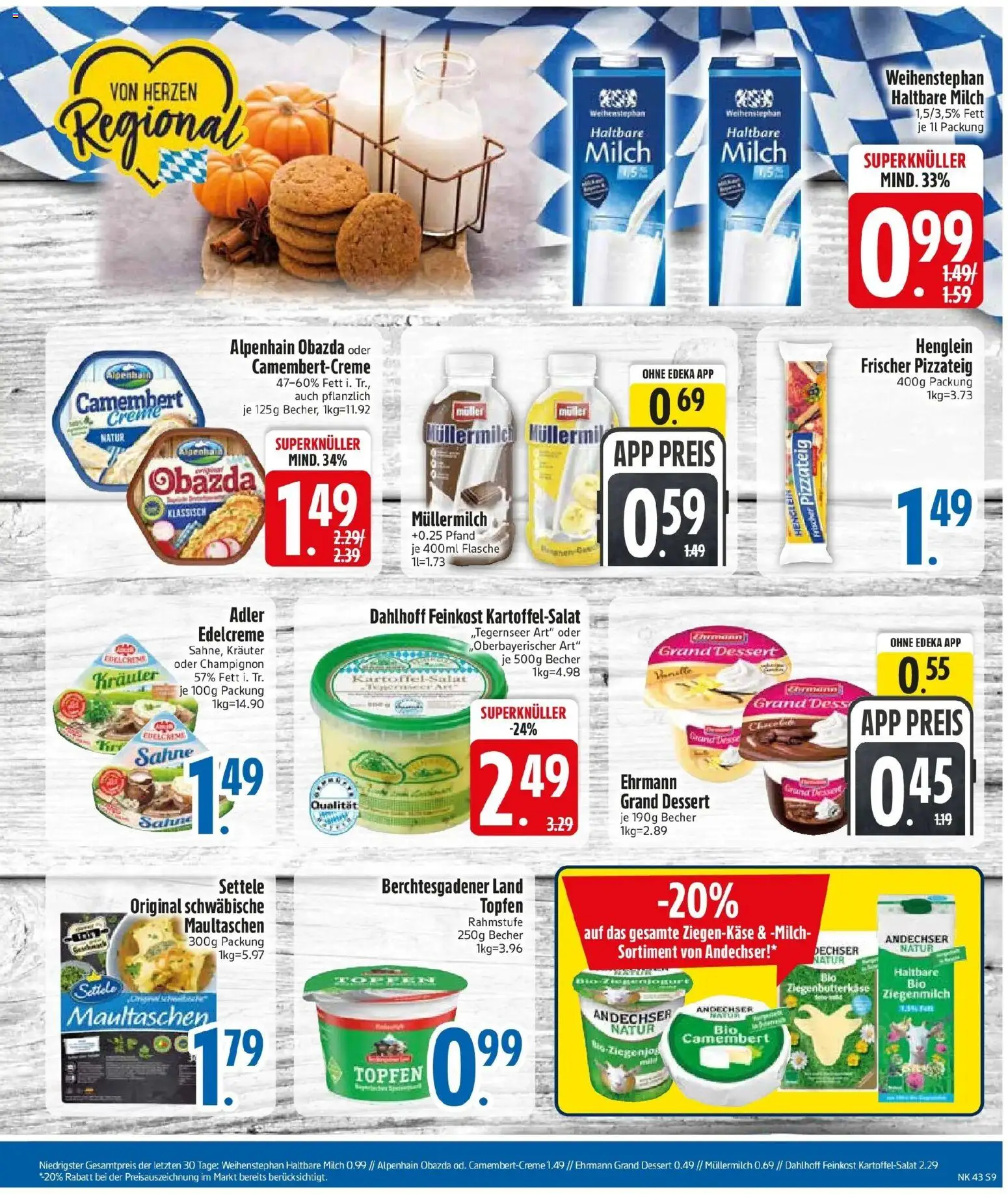 Edeka Prospekt Altomünster (ab 19.10.2026) » Angebote Online | Seite: 11 | Produkte: Camembert, Müllermilch, Maultaschen, Sahne