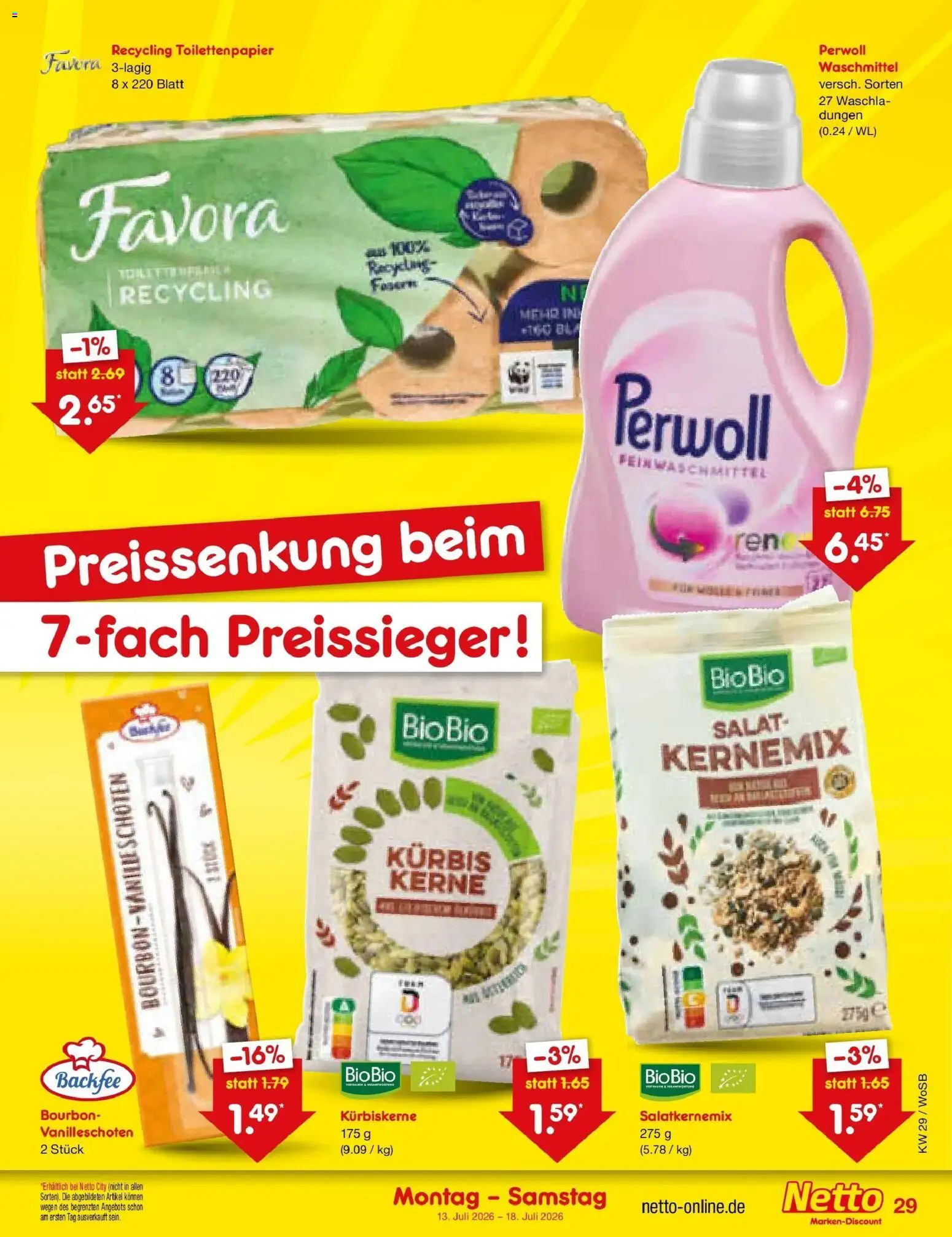 Netto Marken-Discount Prospekt Ludwigshafen-Edigheim – gültig ab 13.07.2026 | Seite: 39 | Produkte: Perwoll, Bourbon, Salat, Toilettenpapier