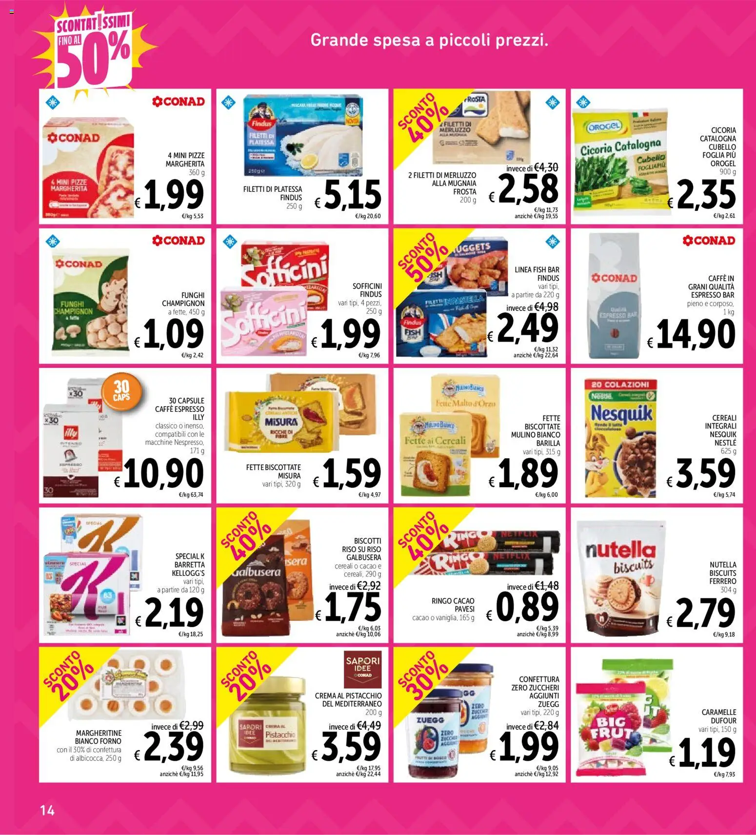 Volantino Spazio Conad del 30/06/2026 | Pagina: 14 | Prodotti: Riso, Biscotti, Funghi, Fette biscottate
