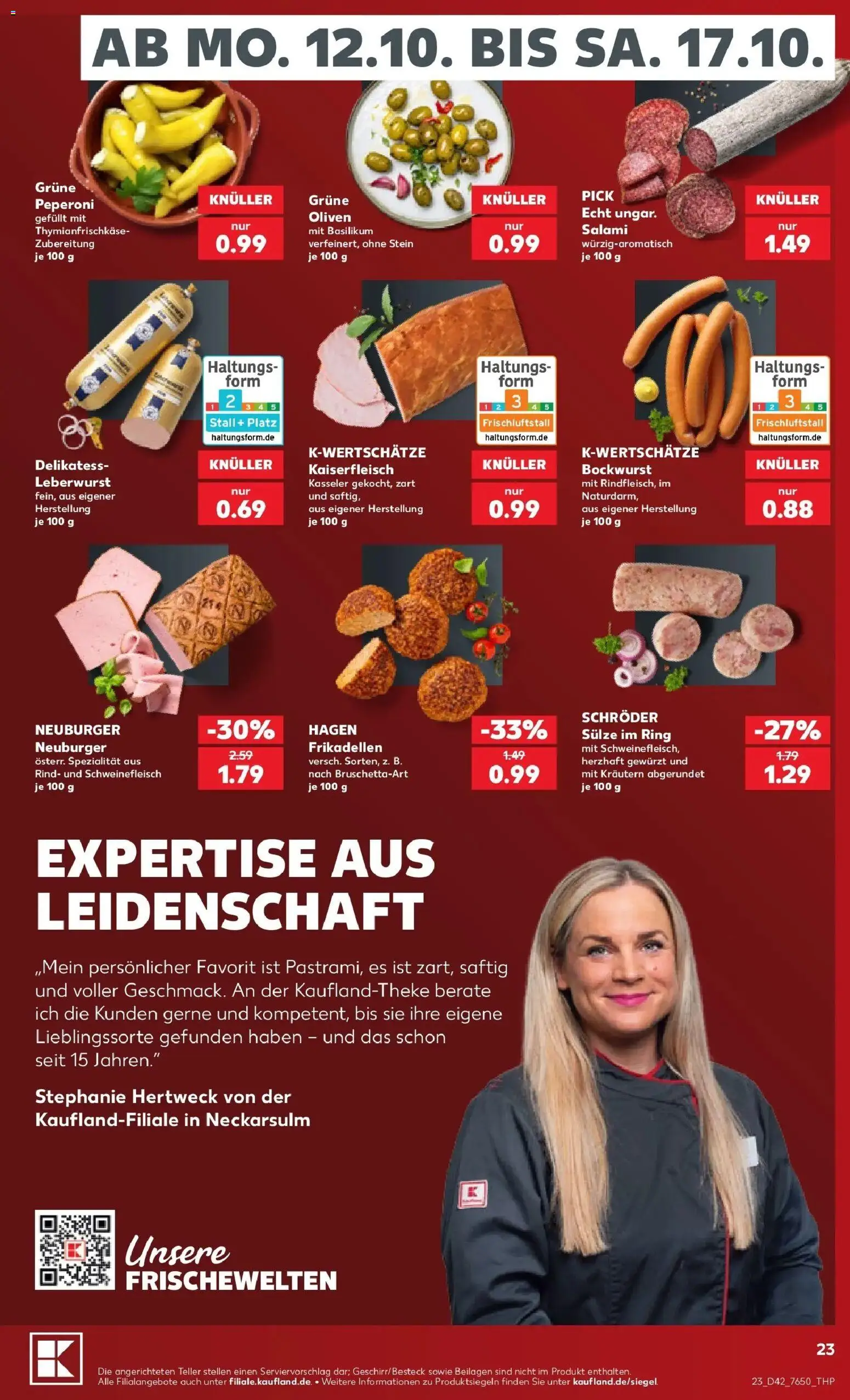 Prospekt Kaufland ab 12.10.2026 » Angebote Online zum Blättern | Seite: 27 | Produkte: Beilagen, Bockwurst, Salami, Schweinefleisch