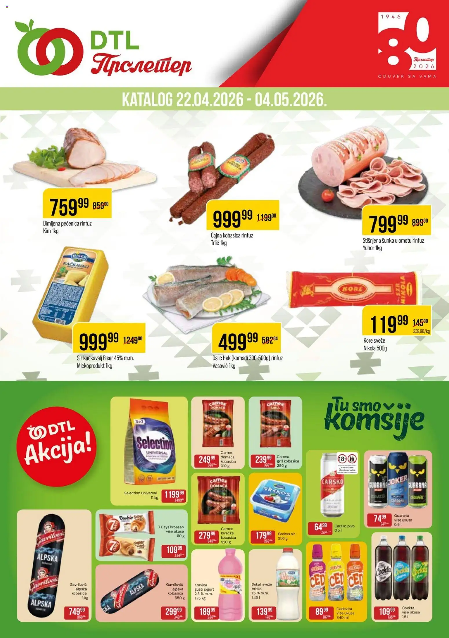 Metalac Proleter katalog - važi od 22.04.2026 | Strana: 1 | Proizvode: Cedevita, Sir, Pivo, Pečenica