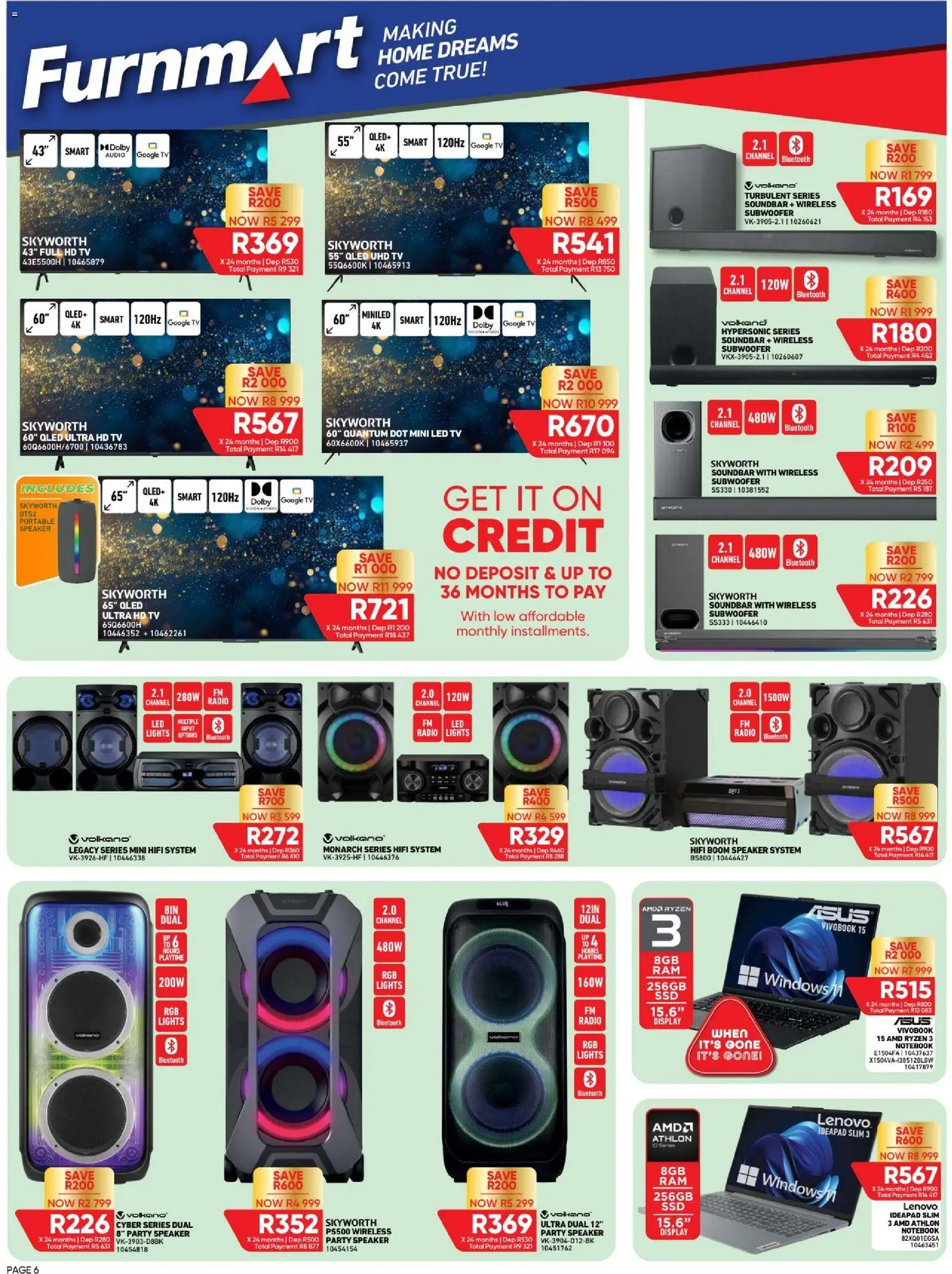New Furnmart catalogue – valid from 12/10/2026 | Page: 6 | Products: Speaker, TV, Soundbar, Subwoofer