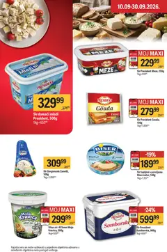 Maxi katalog - pregled Maxi kataloga - važi od 17.09.2026 | Strana: 12 | Proizvode: Sitan sir, Mladi sir, Gouda sir, Sir