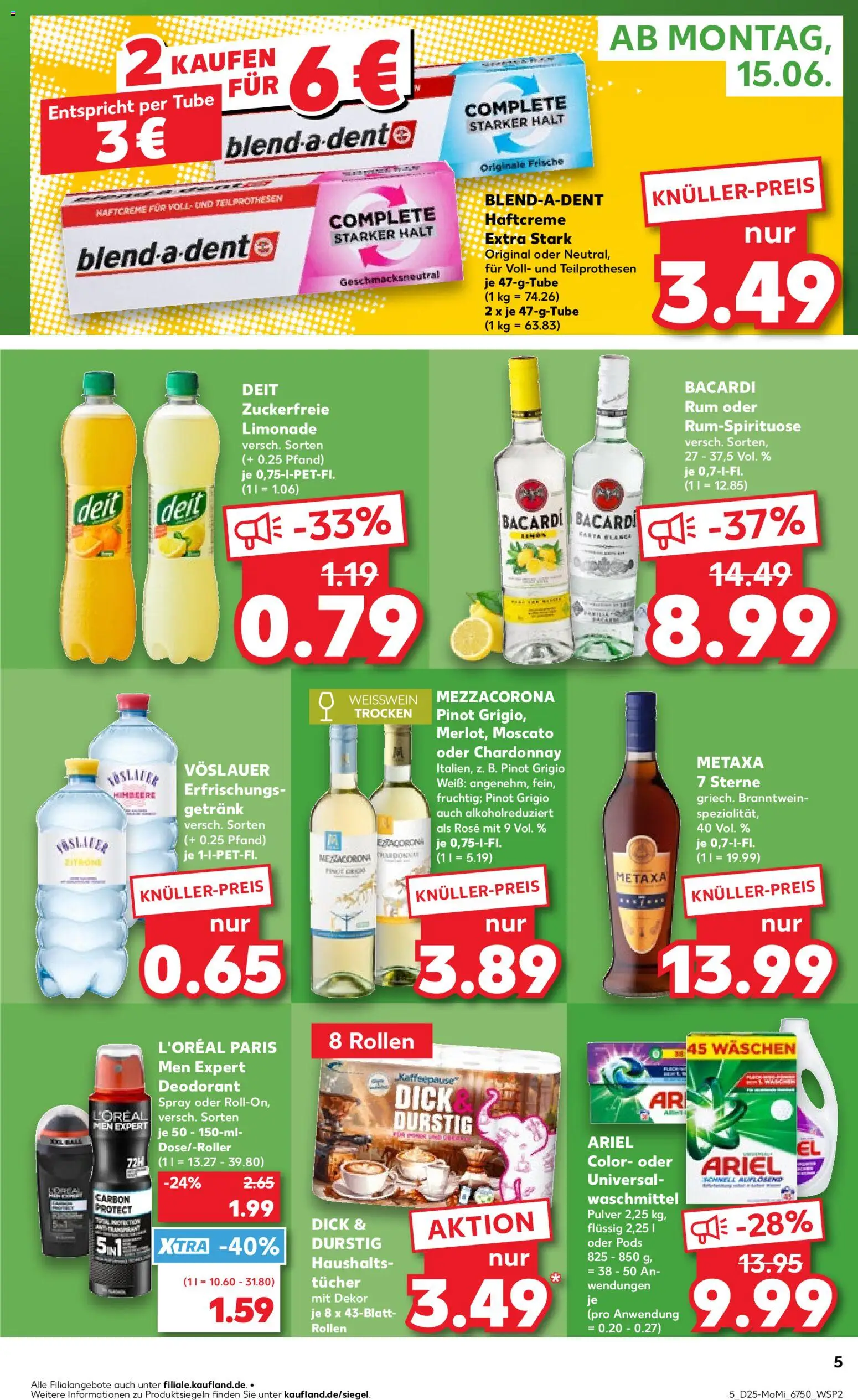 Kaufland Německo leták - Potsdam od 15.06.2026 | Strana: 5 | Produkty: Deodorant, Moscato, Metaxa, Ariel