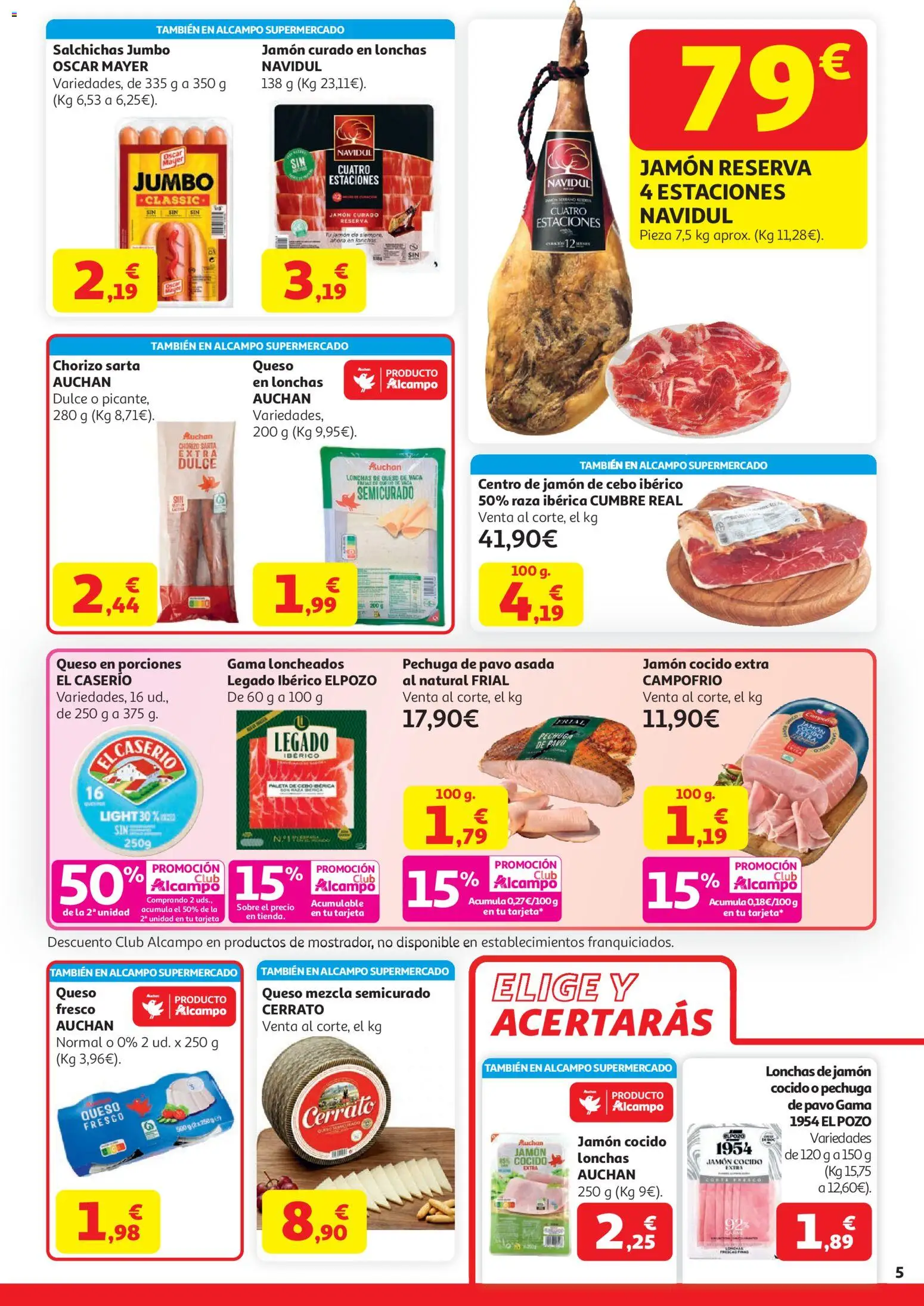 Alcampo HP Unico │ válido desde el 07.04.2026 | Página: 5 | Productos: Queso, Jamón, Jamón cocido, Queso fresco