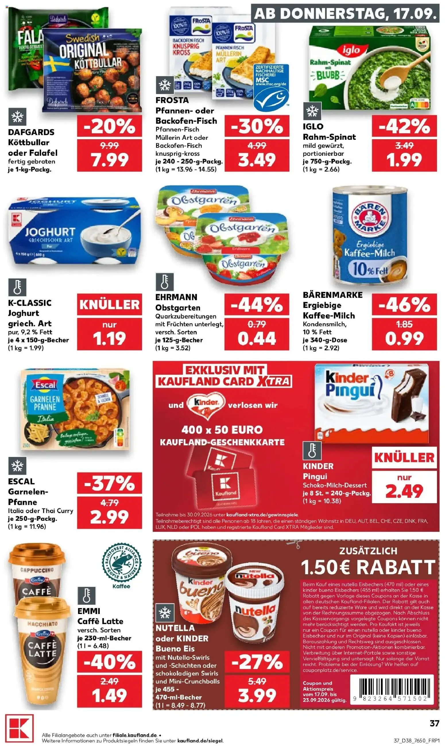 Prospekt Kaufland ab 14.09.2026 » Angebote Online zum Blättern | Seite: 49 | Produkte: Joghurt, Iglo, Garnelen, Frosta