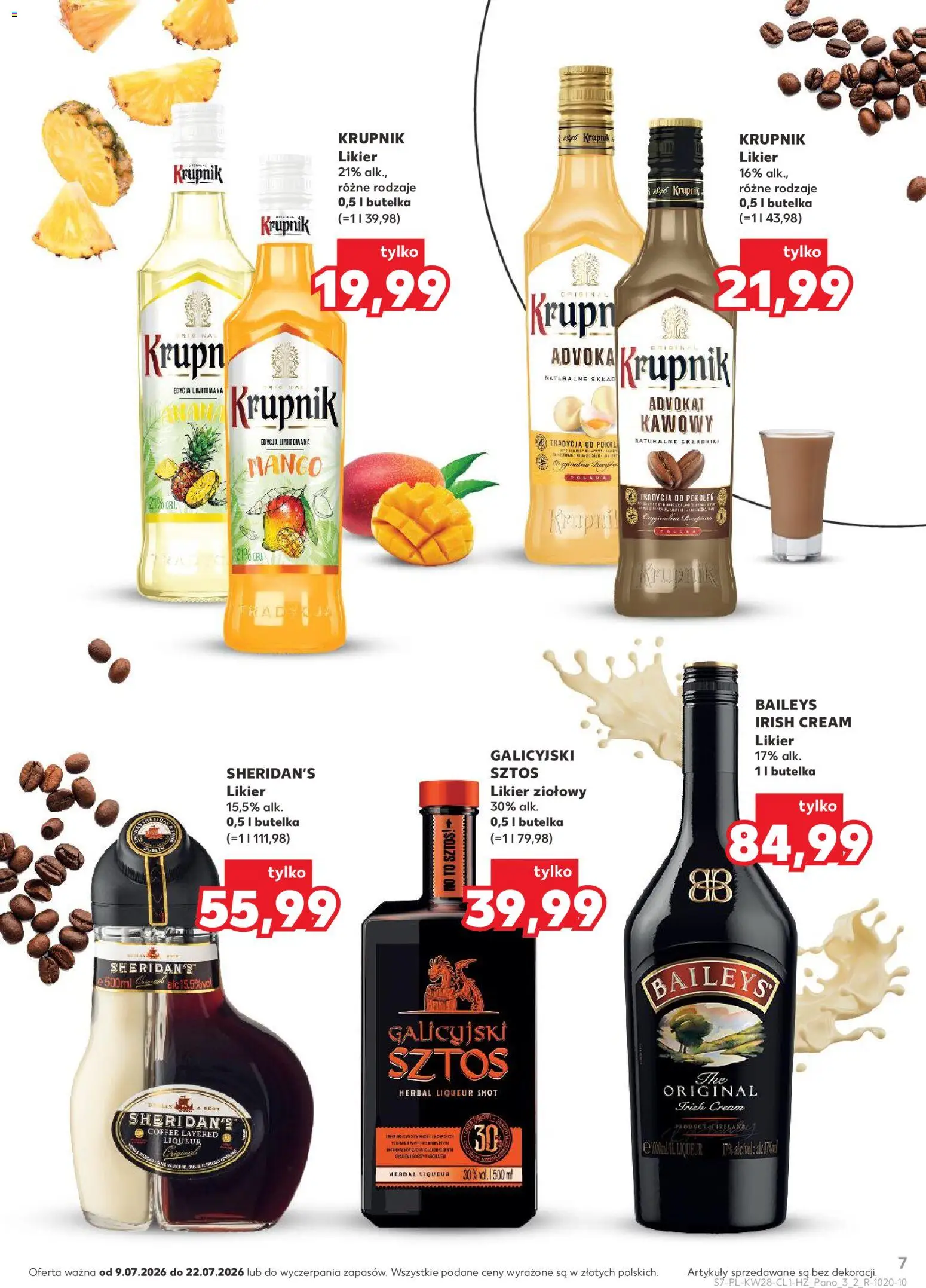 Kaufland Polsko leták - Barek od 09.07.2026 | Strana: 7 | Produkty: Mango, Sheridan's, Irish cream, Baileys
