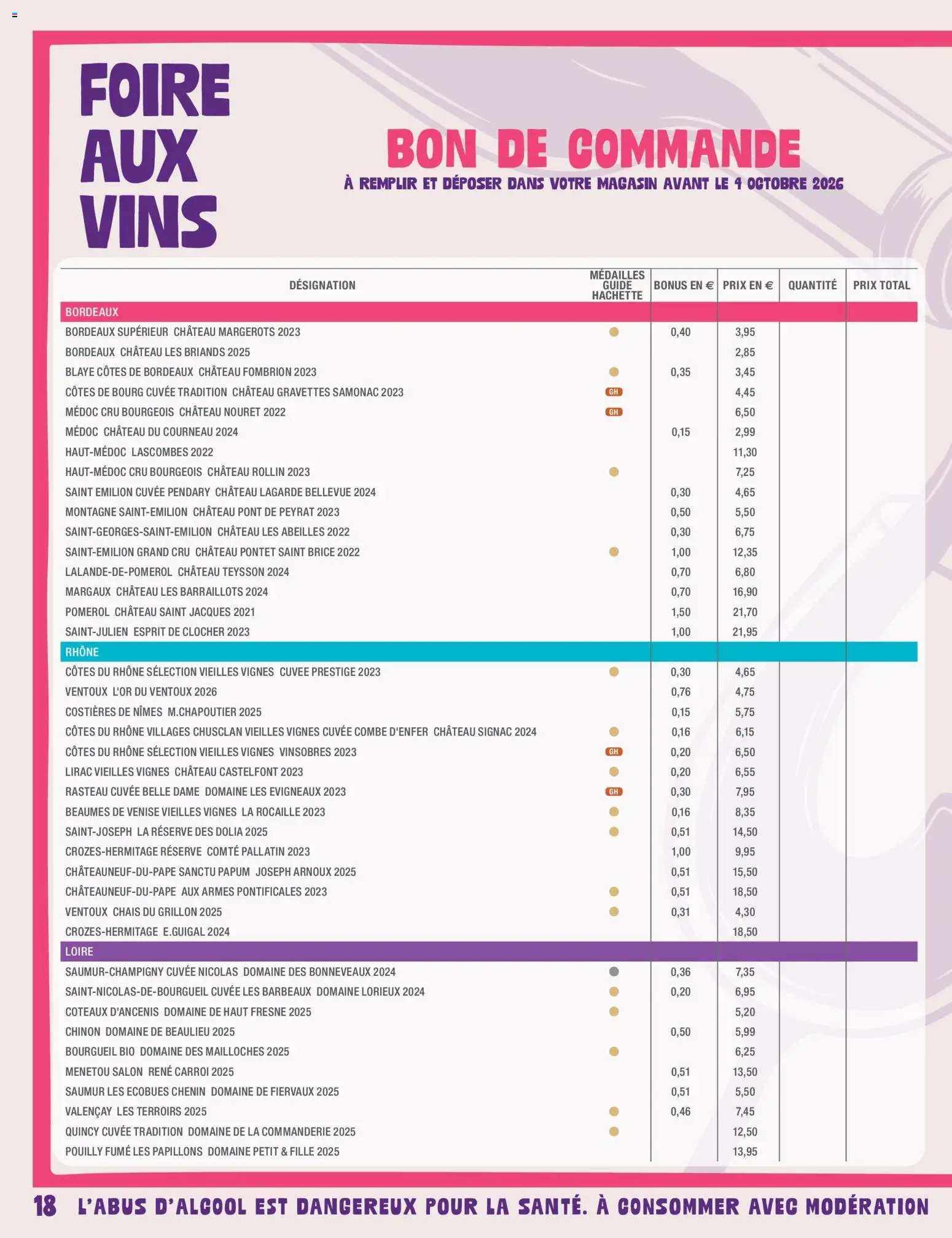 {H1} | Page: 18 | Produits: Blaye côtes de Bordeaux, Bordeaux superieur, Médailles