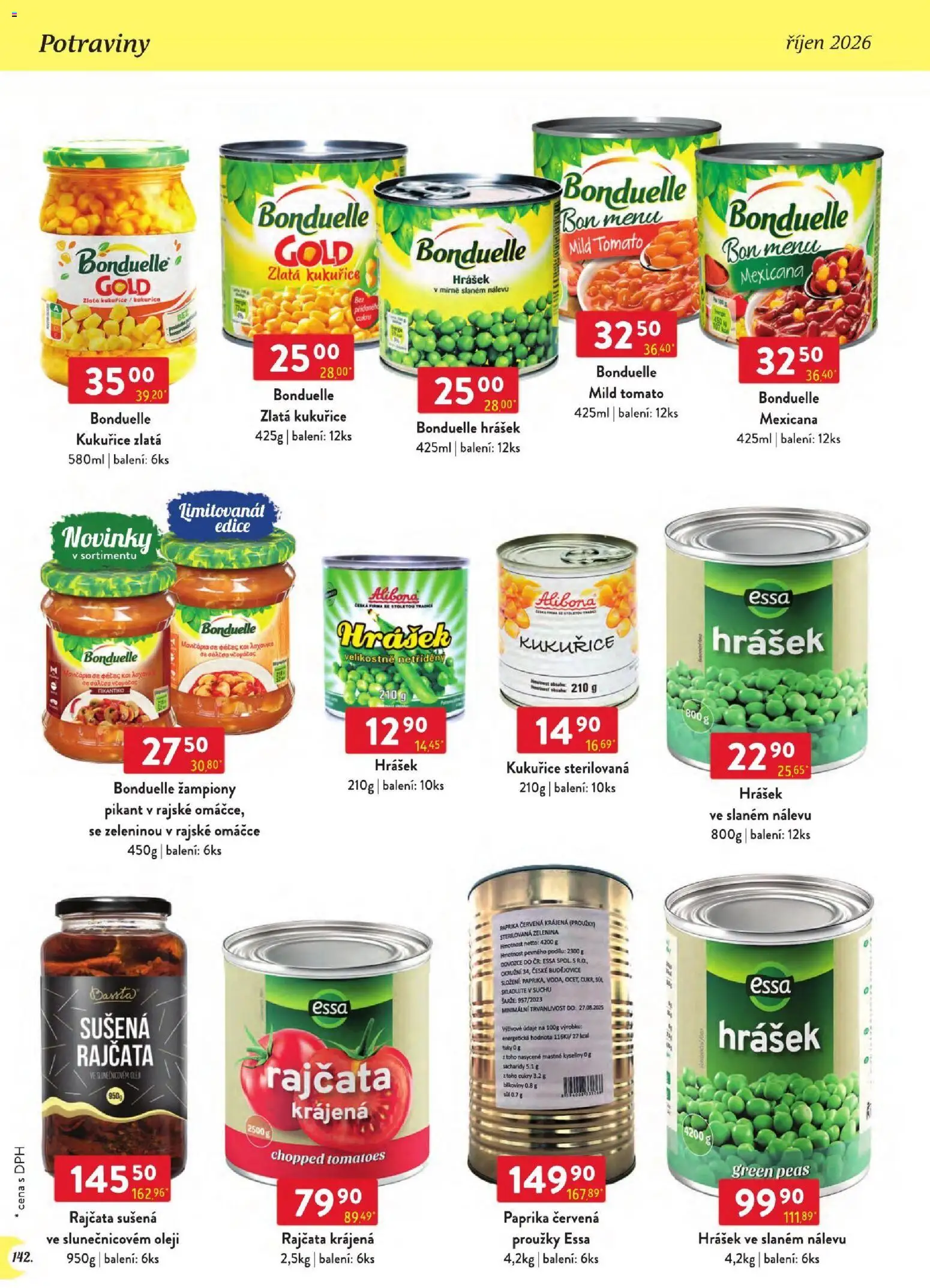 Astur & Qanto leták - Velkoobchod 10/2026 od 01.10.2026 | Strana: 142 | Produkty: Žampiony, Rajčata, Paprika červená, Potraviny