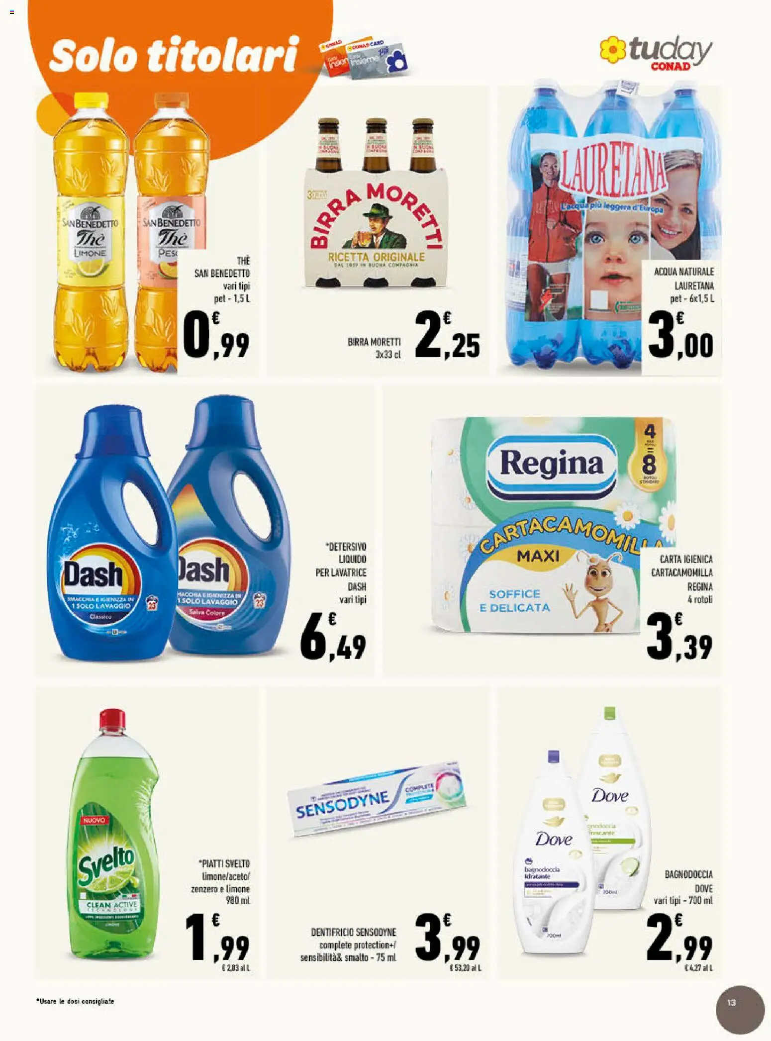 Volantino Conad del 20.05.2026 | Pagina: 13 | Prodotti: Carta igienica, Birra, Limone, Acqua naturale