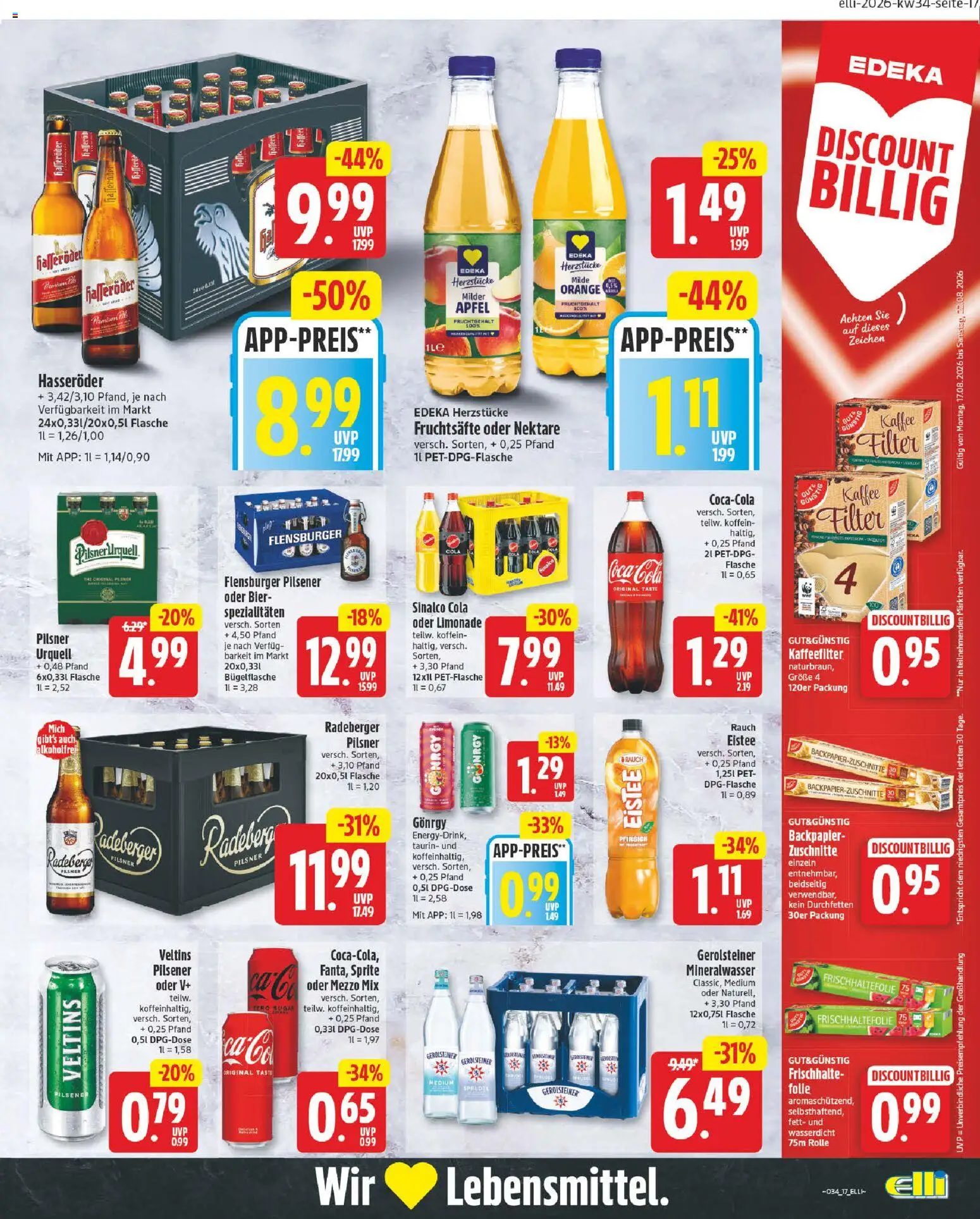 Elli Markt Prospekt Delbrück – gültig ab 17.08.2026 | Seite: 17 | Produkte: Coca cola, Cola, Äpfel, Pilsner urquell