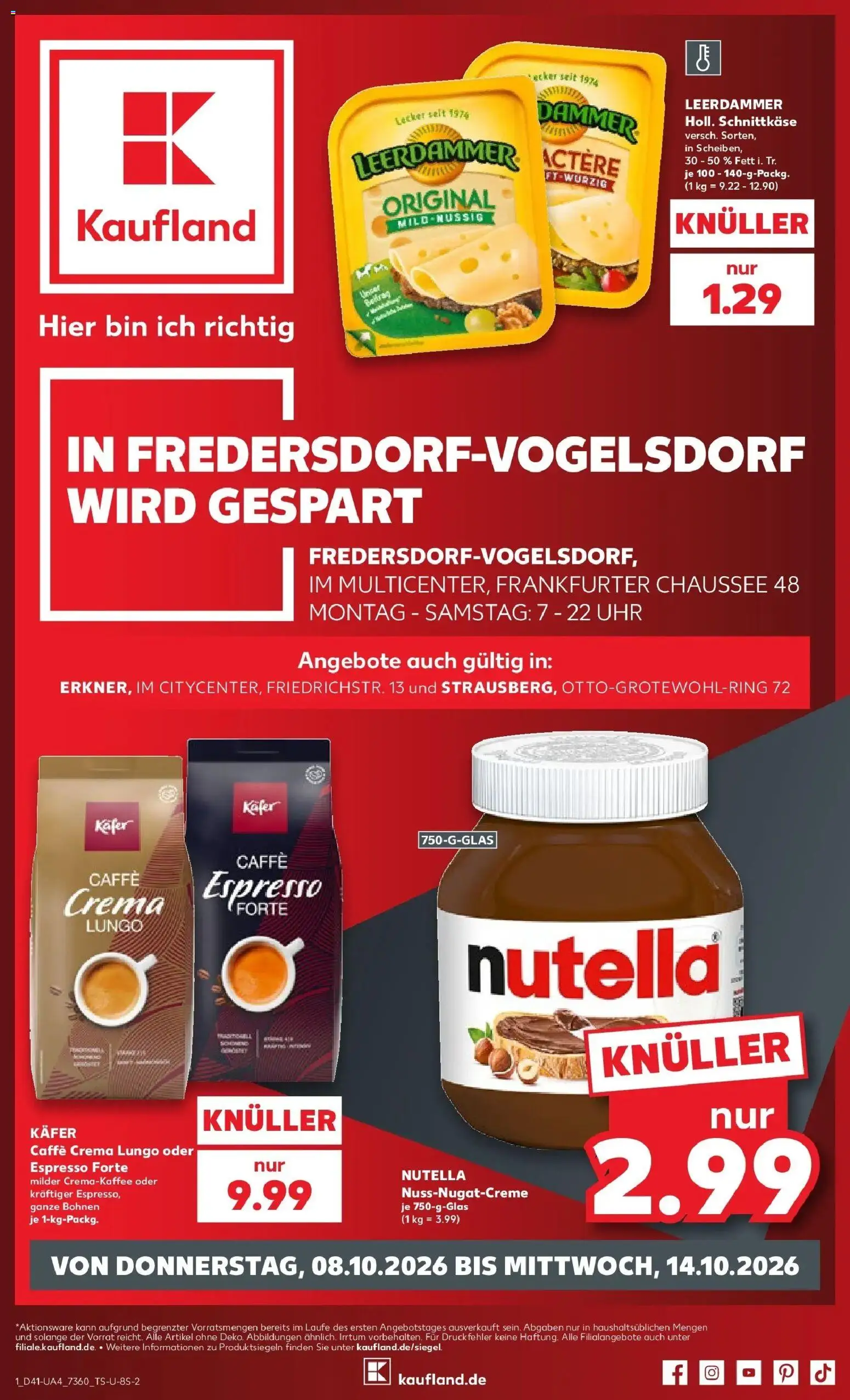 Prospekt Kaufland ab 05.10.2026 » Angebote Online zum Blättern | Seite: 11 | Produkte: Leerdammer, Nutella, Uhr