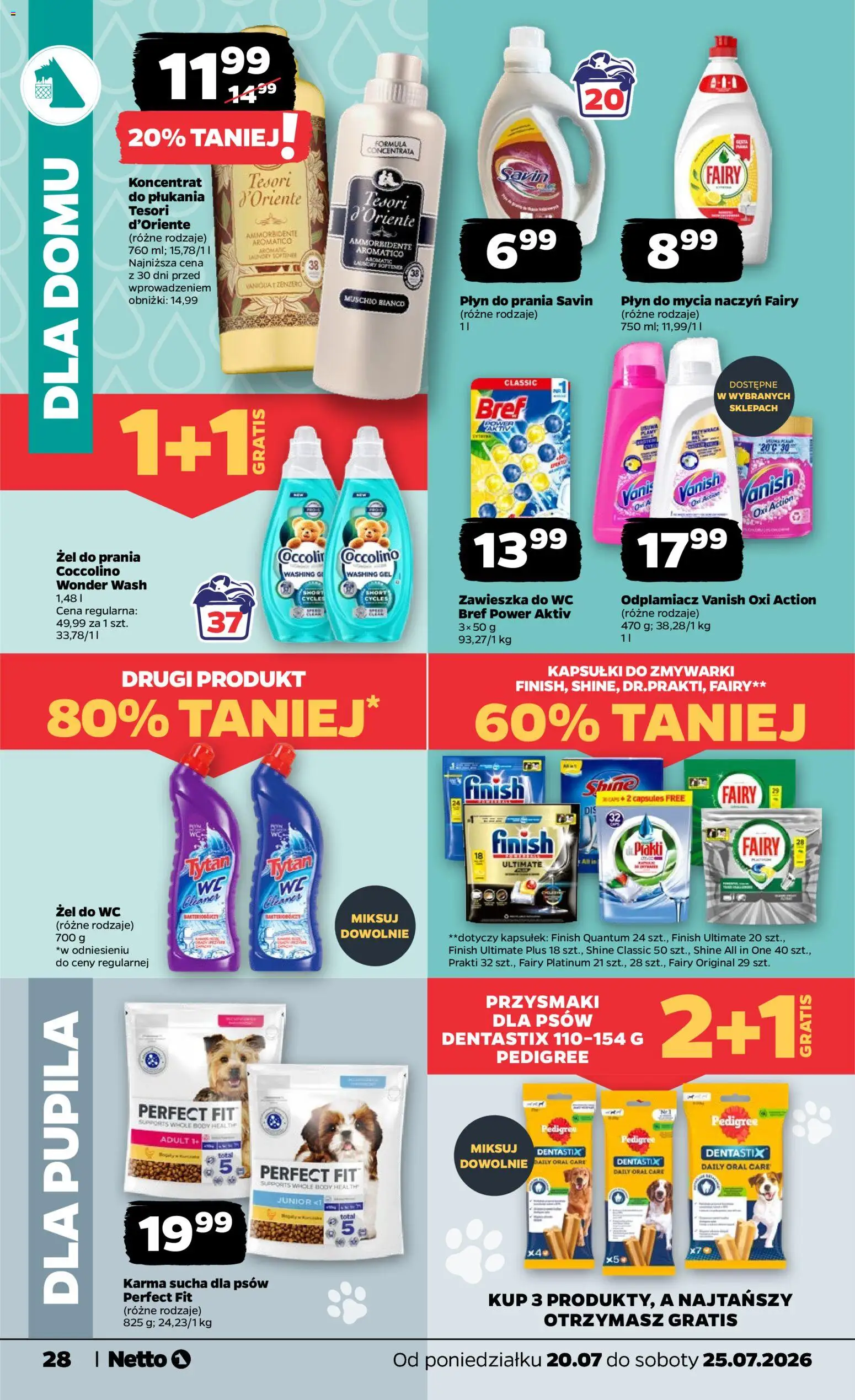 Netto gazetka od poniedziałku od 20.07.2026 | Strona: 28 | Produkty: Cleaner, Fairy, Finish, Płyn do mycia naczyń