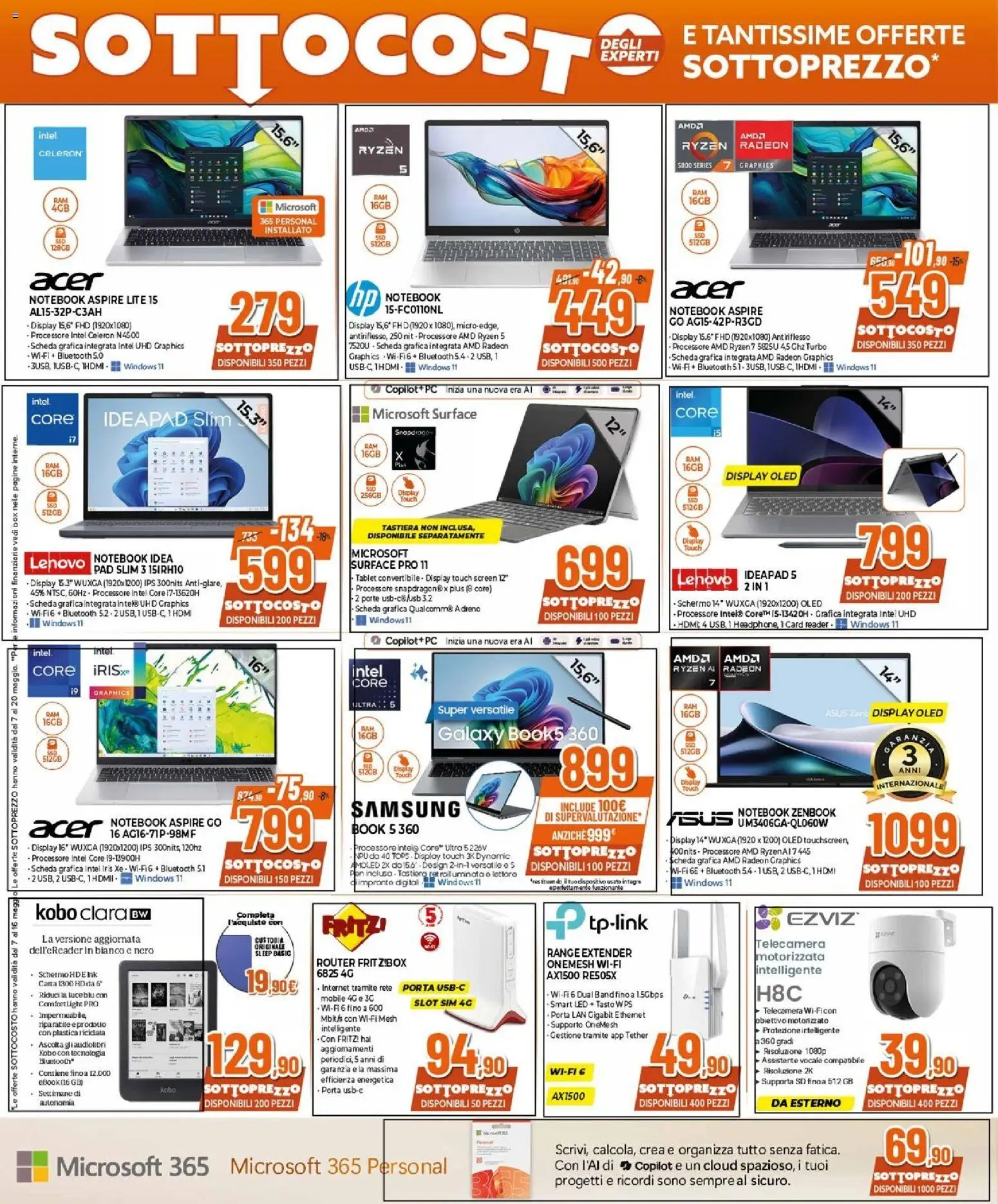 Volantino Expert del 07.05.2026 | Pagina: 15 | Prodotti: Notebook, Range extender, Tablet, USB