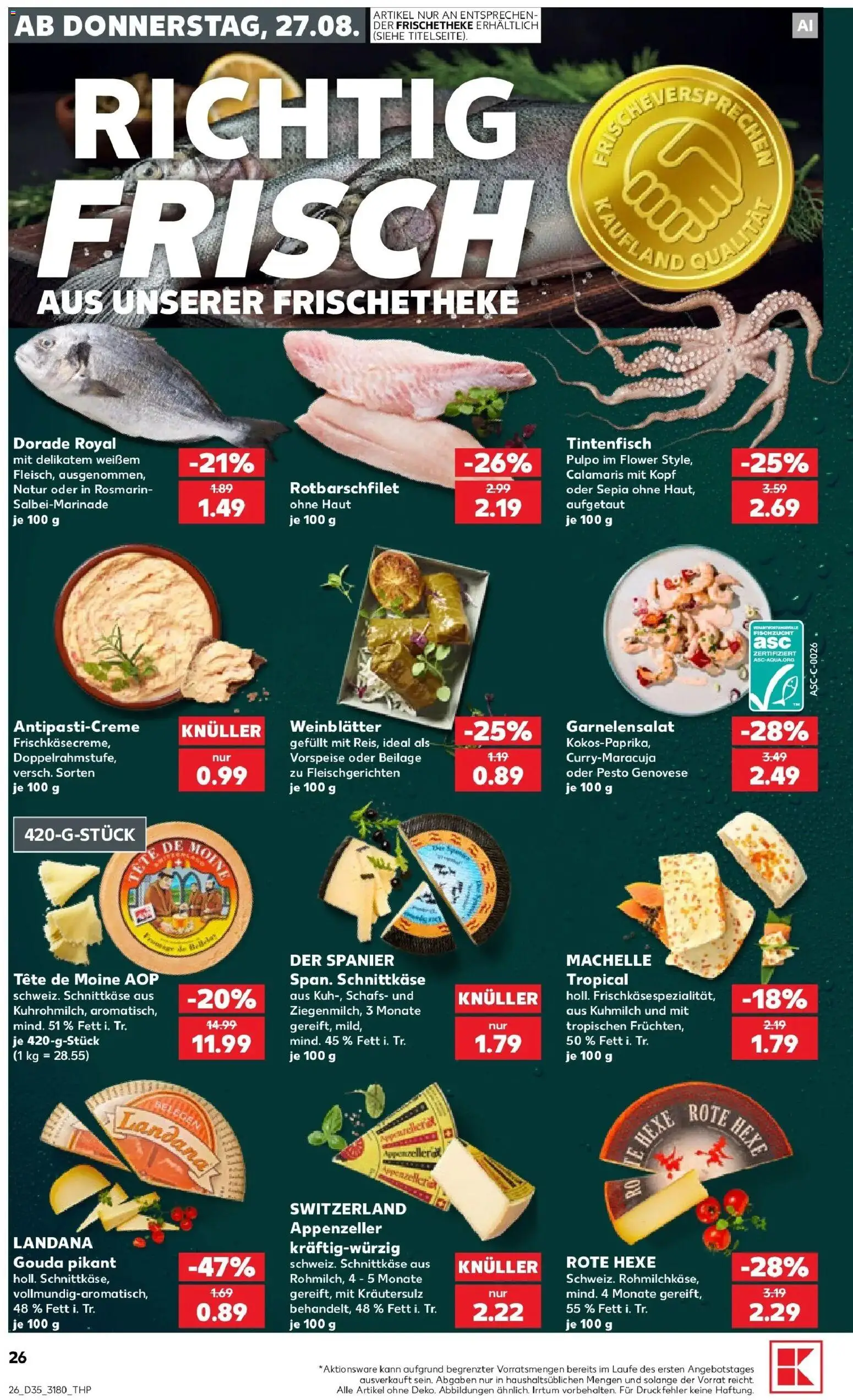 Prospekt Kaufland ab 24.08.2026 » Angebote Online zum Blättern | Seite: 37 | Produkte: Dorade, Gouda, Tintenfisch