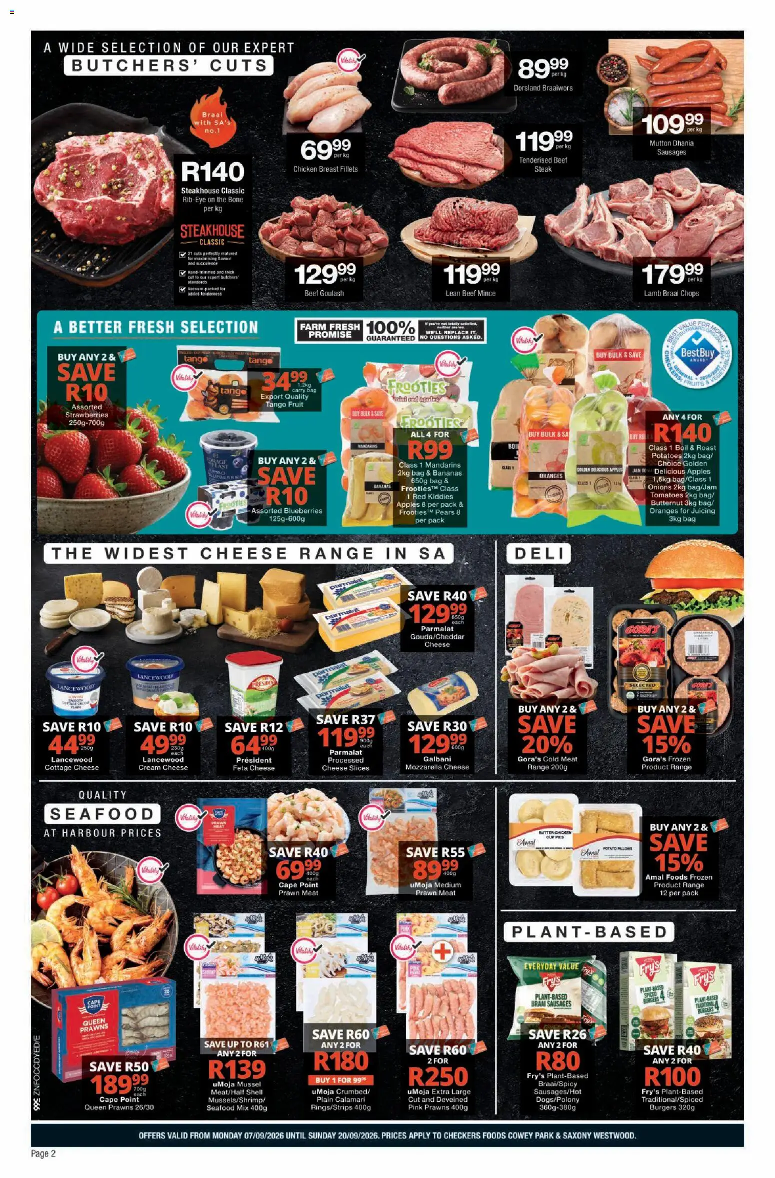 New Checkers catalogue – valid from 07/09/2026 | Page: 2 | Products: Steak, Beef, Strawberries, Fruit