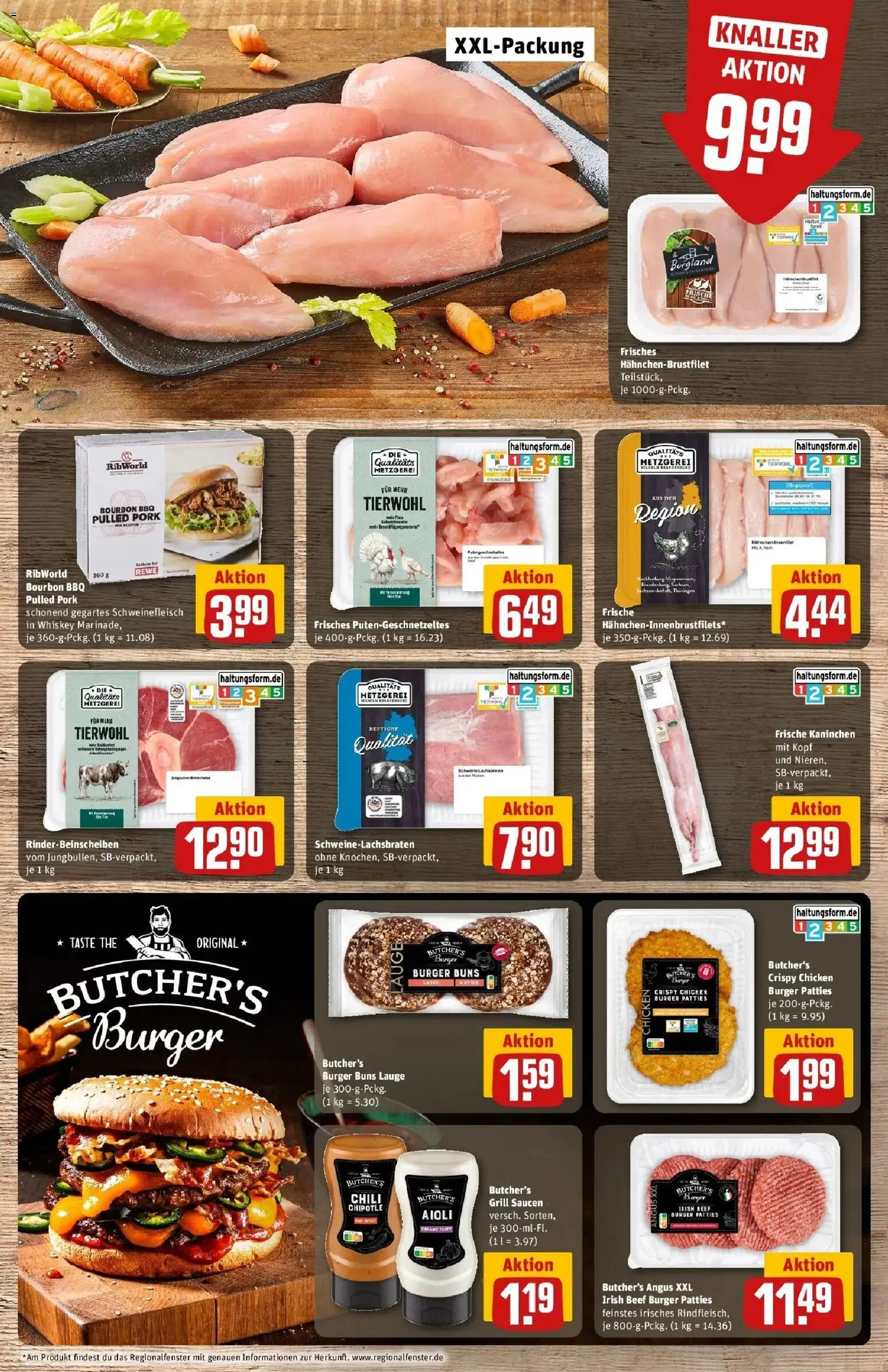 REWE Prospekt ab 05.10.2026 zum Blättern » Angebote | Seite: 13 | Produkte: Grill, Kaninchen, Burger, Whiskey