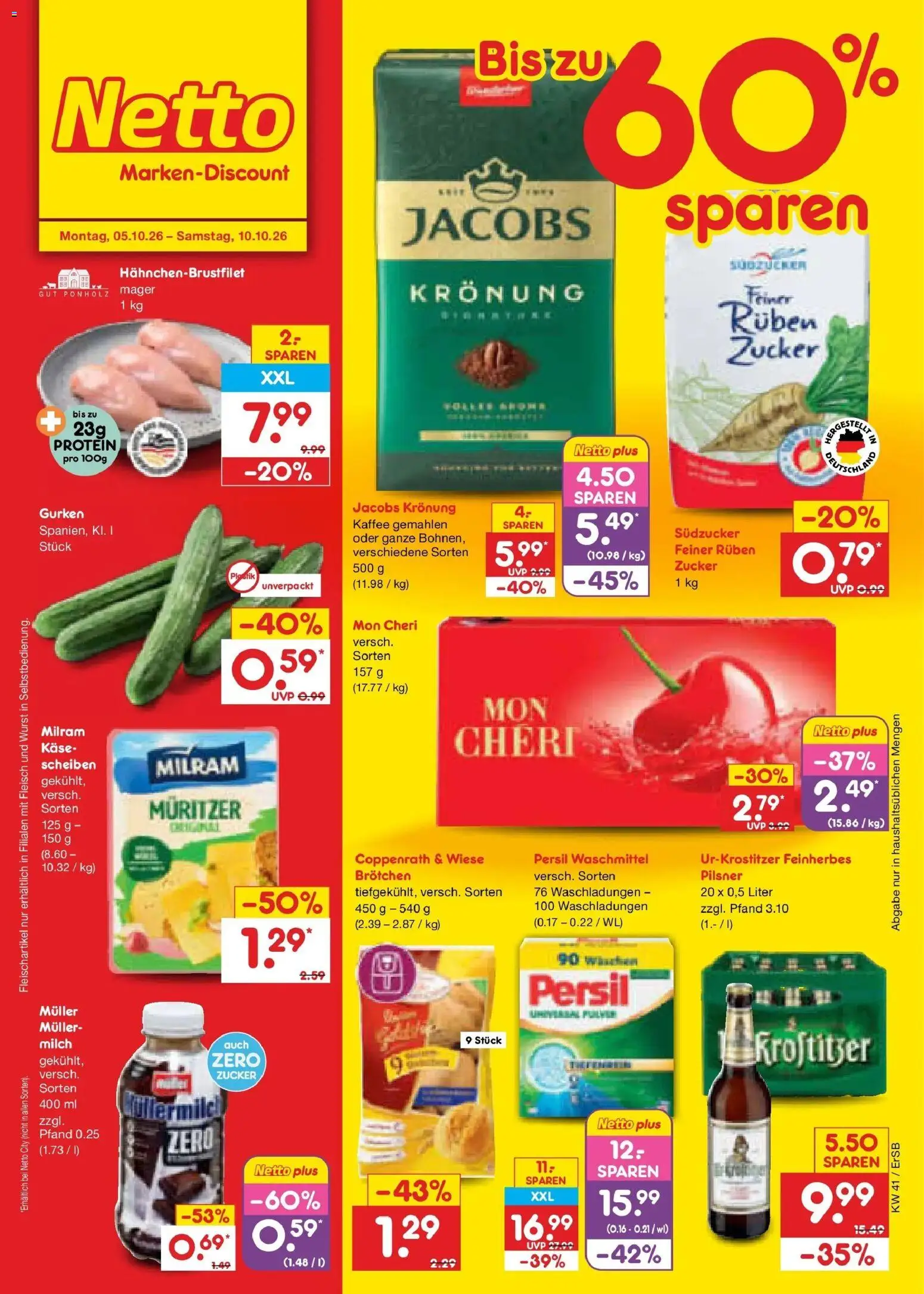 Netto Marken-Discount Prospekt Naumburg – gültig ab 05.10.2026 | Seite: 1 | Produkte: Milch, Käse, Milram, Zucker