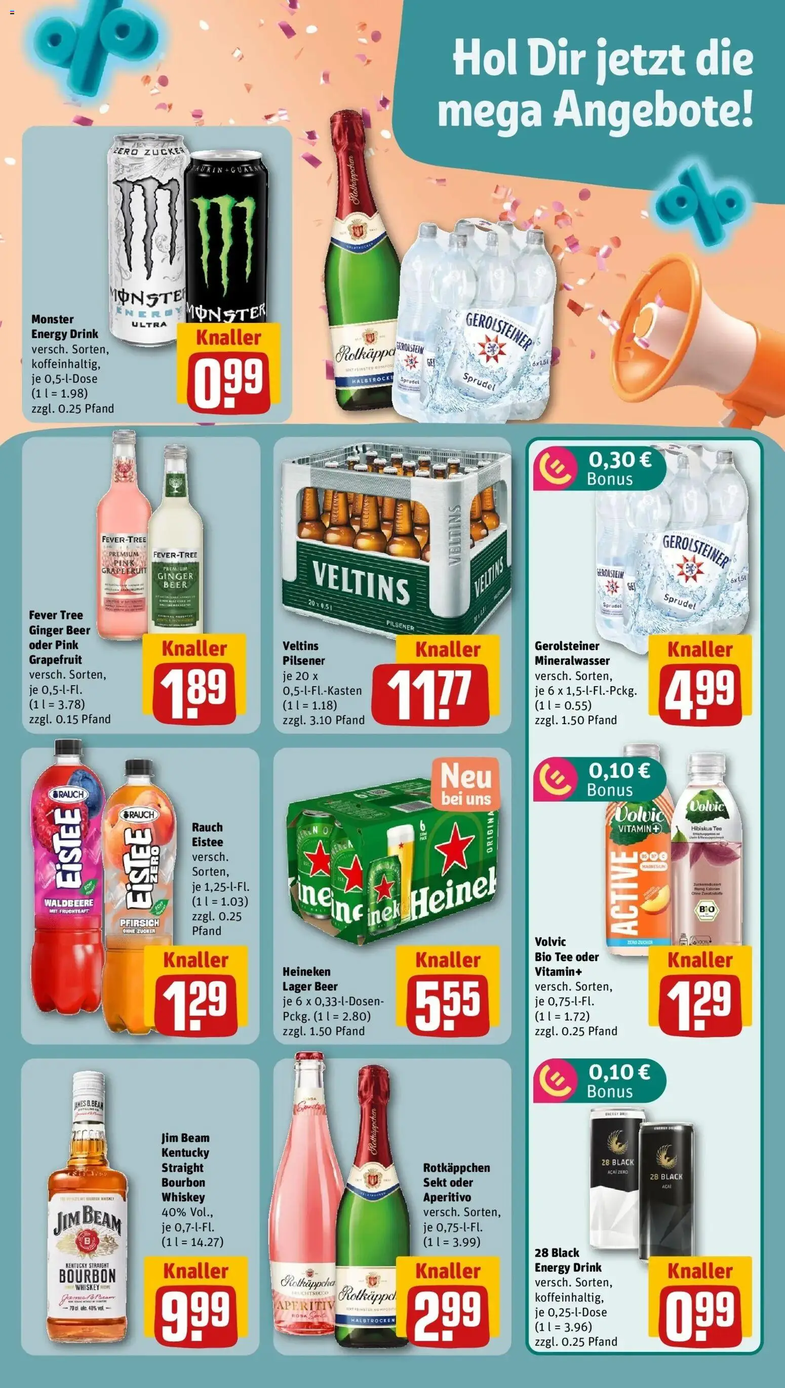 REWE Prospekt ab 28.09.2026 zum Blättern » Angebote | Seite: 9 | Produkte: Heineken, Pfirsich, Veltins, Gerolsteiner