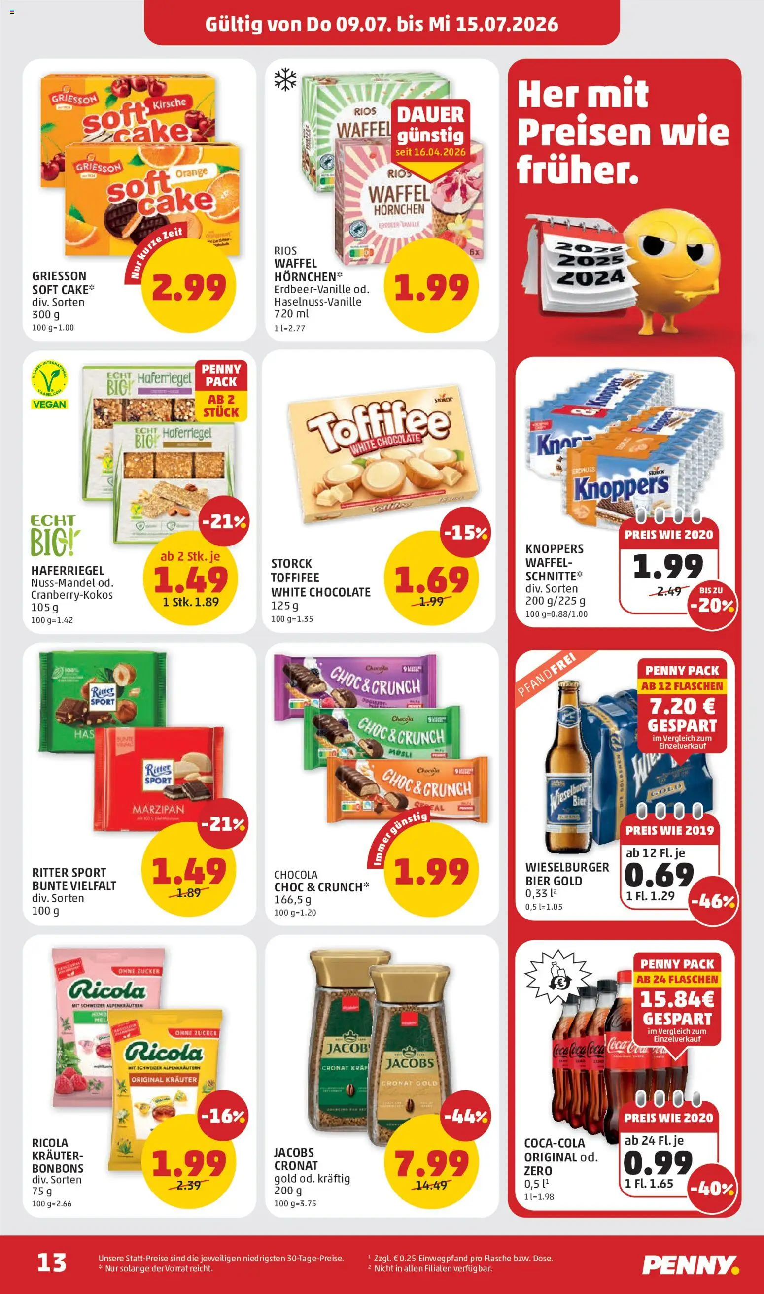 Penny Markt Flugblatt gültig ab 09.07.2026 | Seite: 13 | Produkte: Zucker, Jeans, Bier