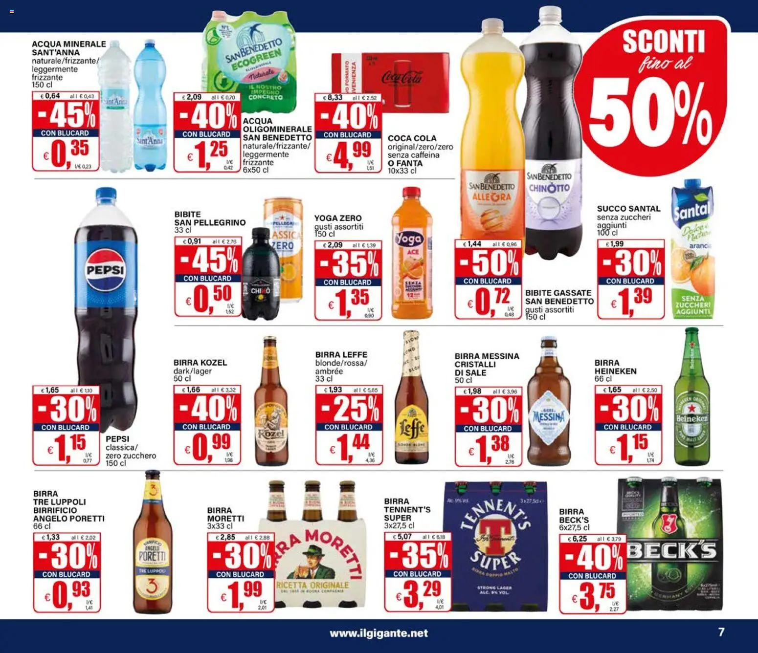 Volantino Il Gigante del 10/09/2026 | Pagina: 7 | Prodotti: Birra Kozel, Chinotto, Acqua, Heineken