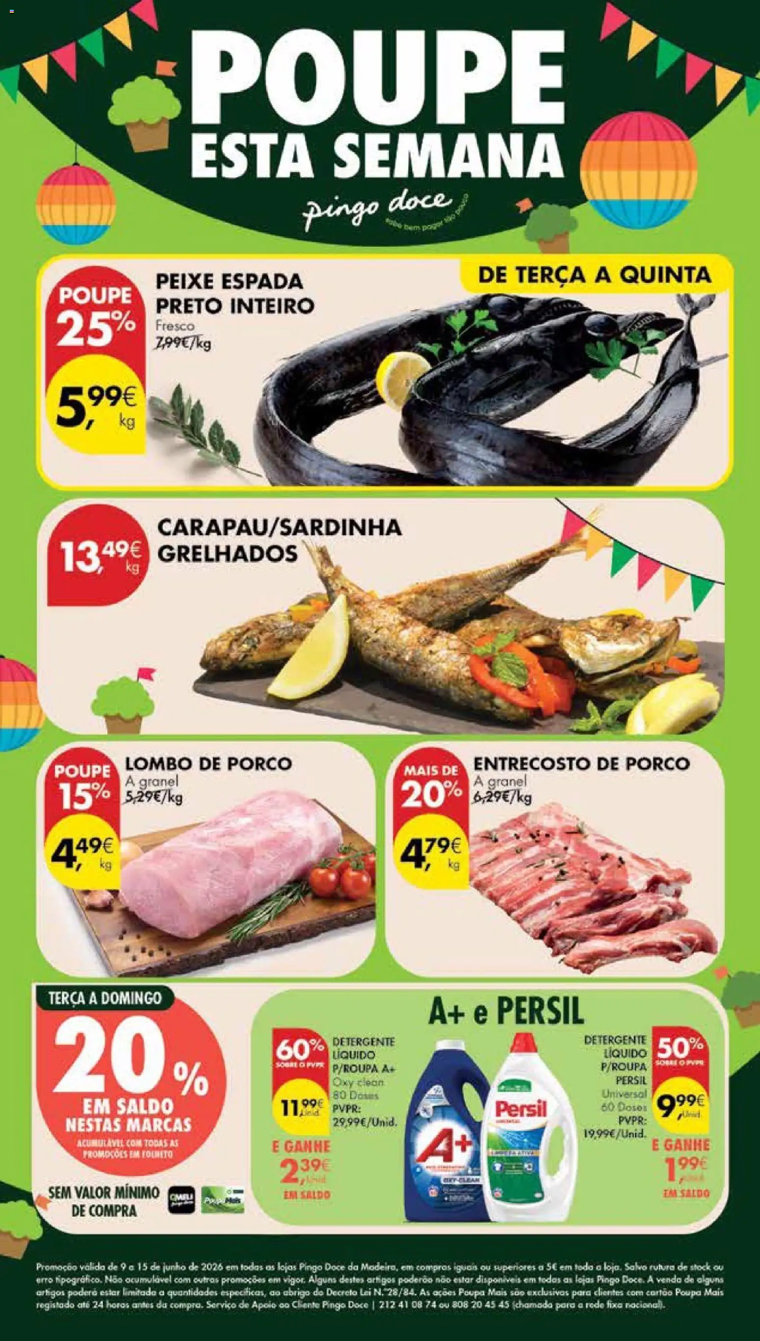Pingo Doce Poupe Esta Semana Madeira │ válido de 09.06.2026 | Página: 1 | Produtos: Detergente, Lombo, Peixe, Persil