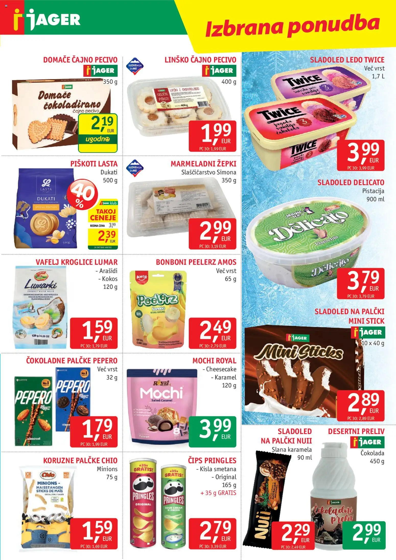 Novi Jager katalog ponudbe – veljaven od 20.05.2026 | Stran: 11 | Izdelki: Bonboni, Kisla smetana, Cips, Piskoti