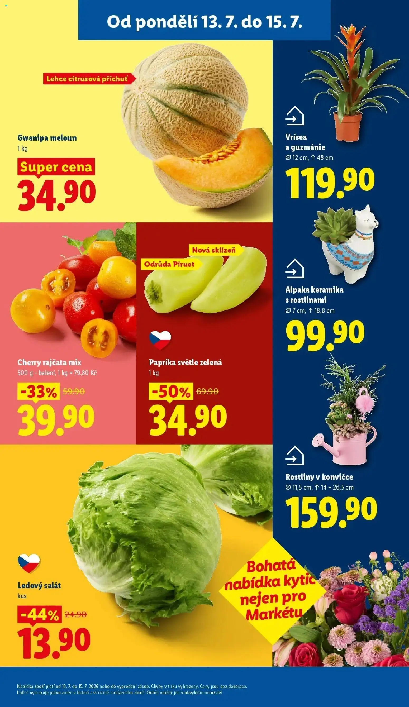 Lidl aktuální leták od 13.07.2026 | Strana: 15 | Produkty: Meloun, Paprika, Rostliny, Ledový salát