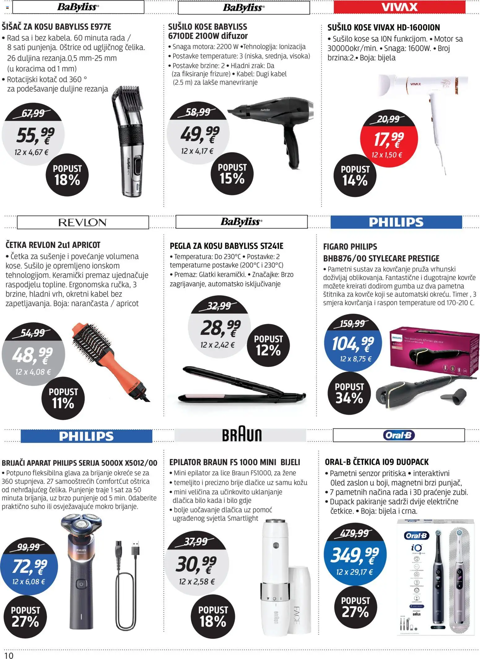 Centar Tehnike katalog | vrijedi od 09.03.2026 | Stranica: 10 | Proizvodi: Pegla, Brijaći aparat, Pegla za kosu, Sat
