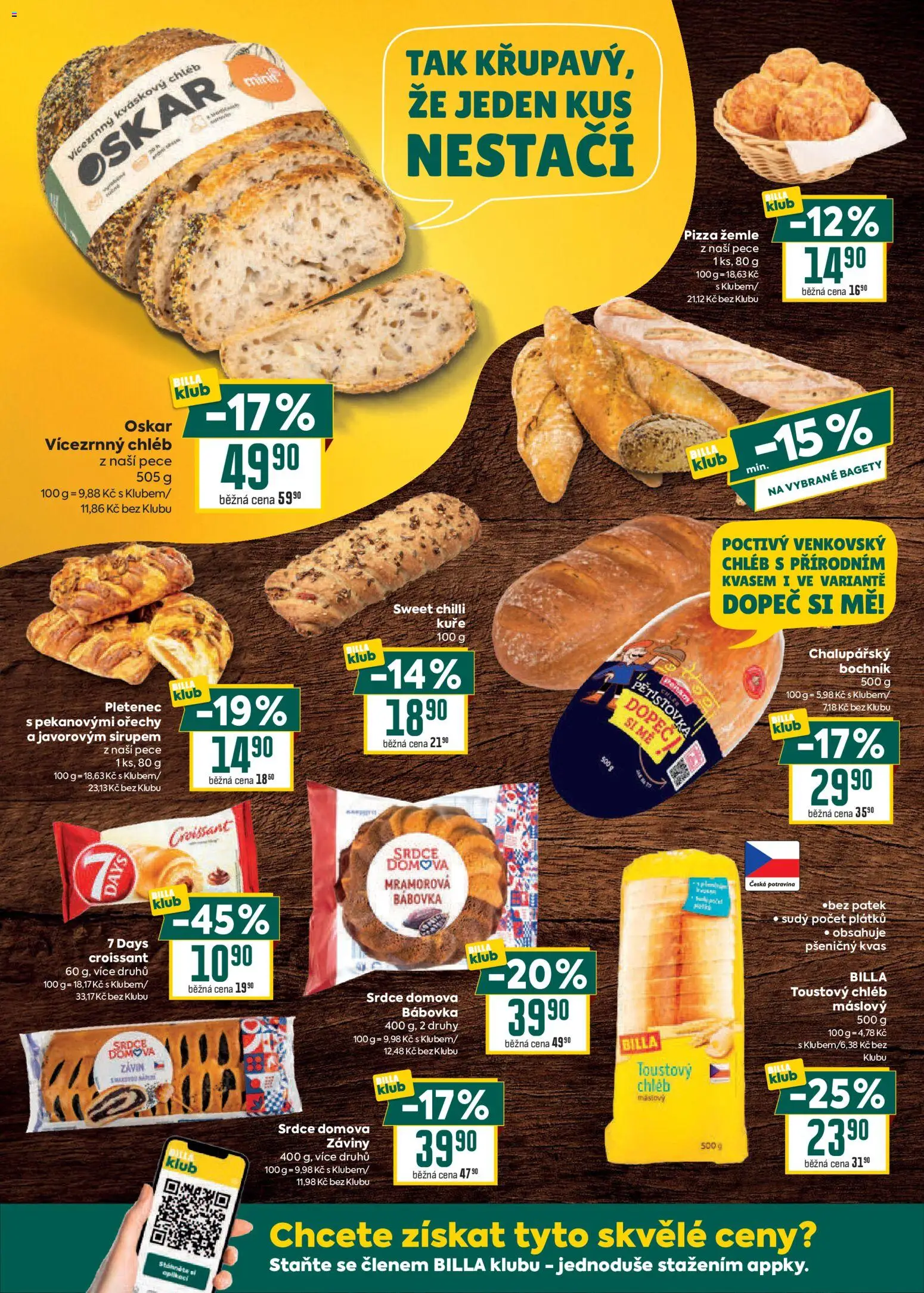 Billa Velký leták od 20.05.2026 | Strana: 10 | Produkty: Kváskový chléb, Croissant, Kuře, Bagety