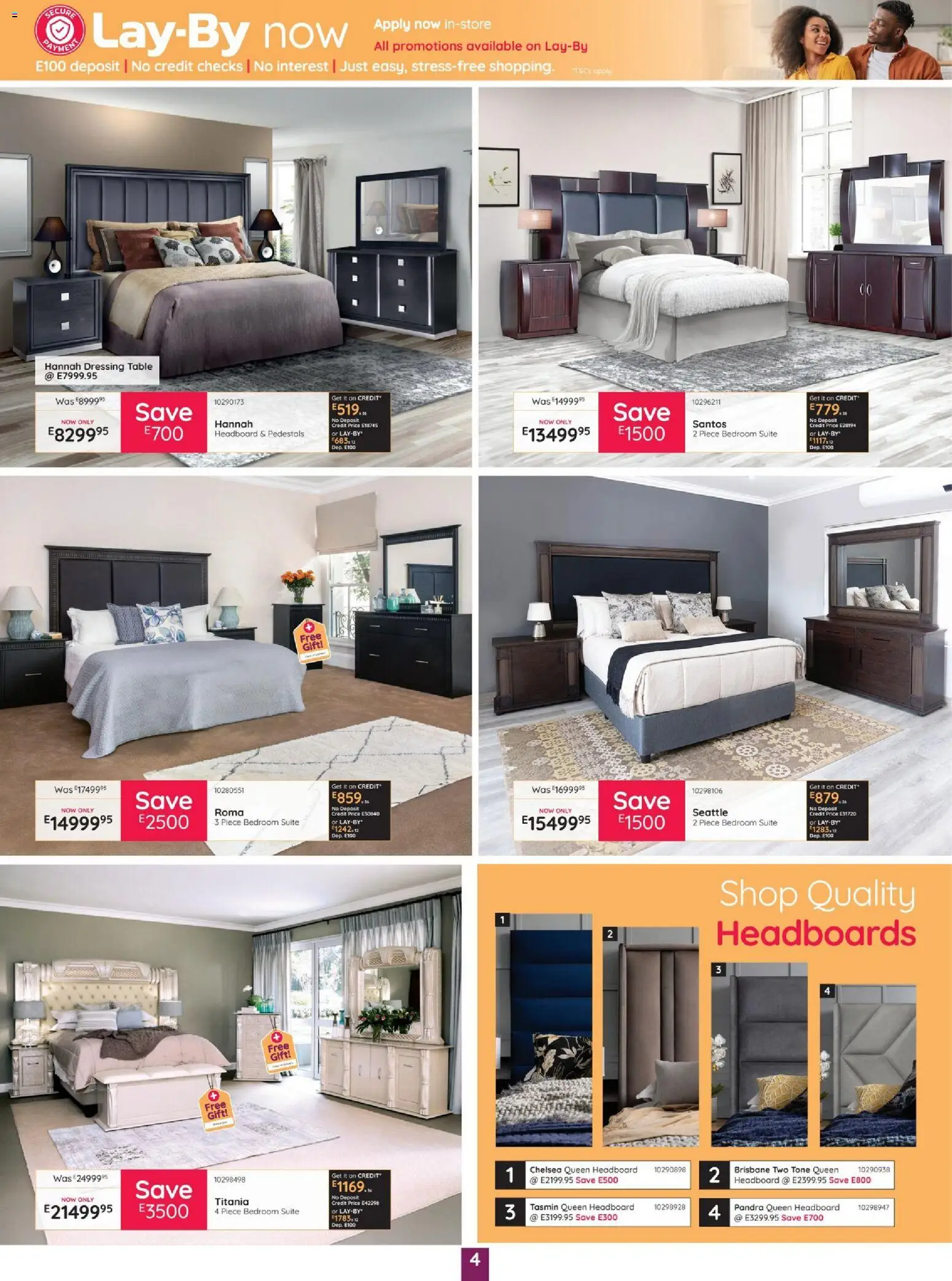 New Bradlows catalogue – valid from 20/08/2026 | Page: 4 | Products: Headboard, Table, Dressing
