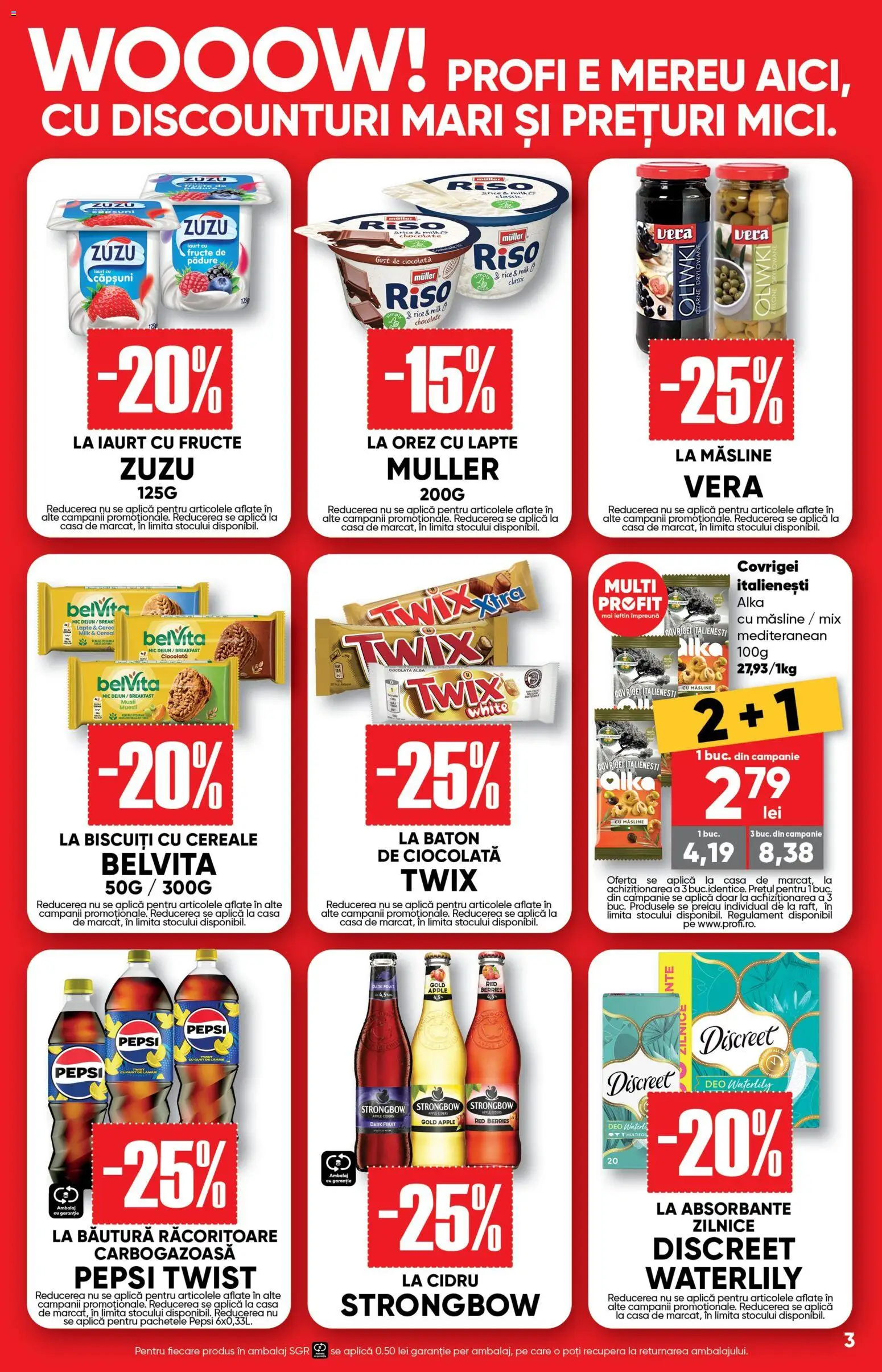 Noul catalog Profi – valabil de la 10.06.2026 | Pagină: 3 | Produse: Măsline, Covrigei, Ciocolată, Biscuiți