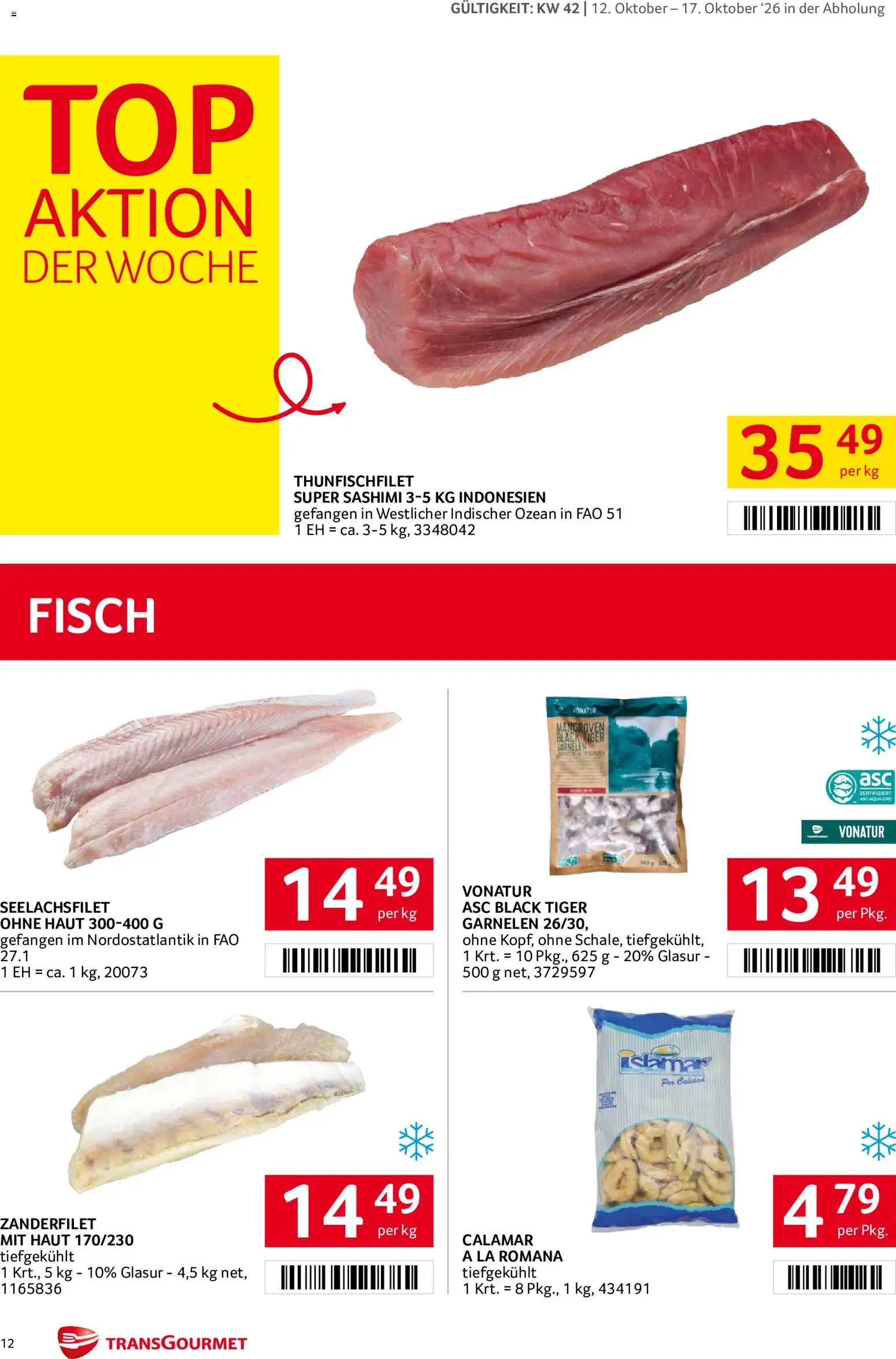 Transgourmet Broschüre gültig ab 11.10.2026 | Seite: 12 | Produkte: Fisch