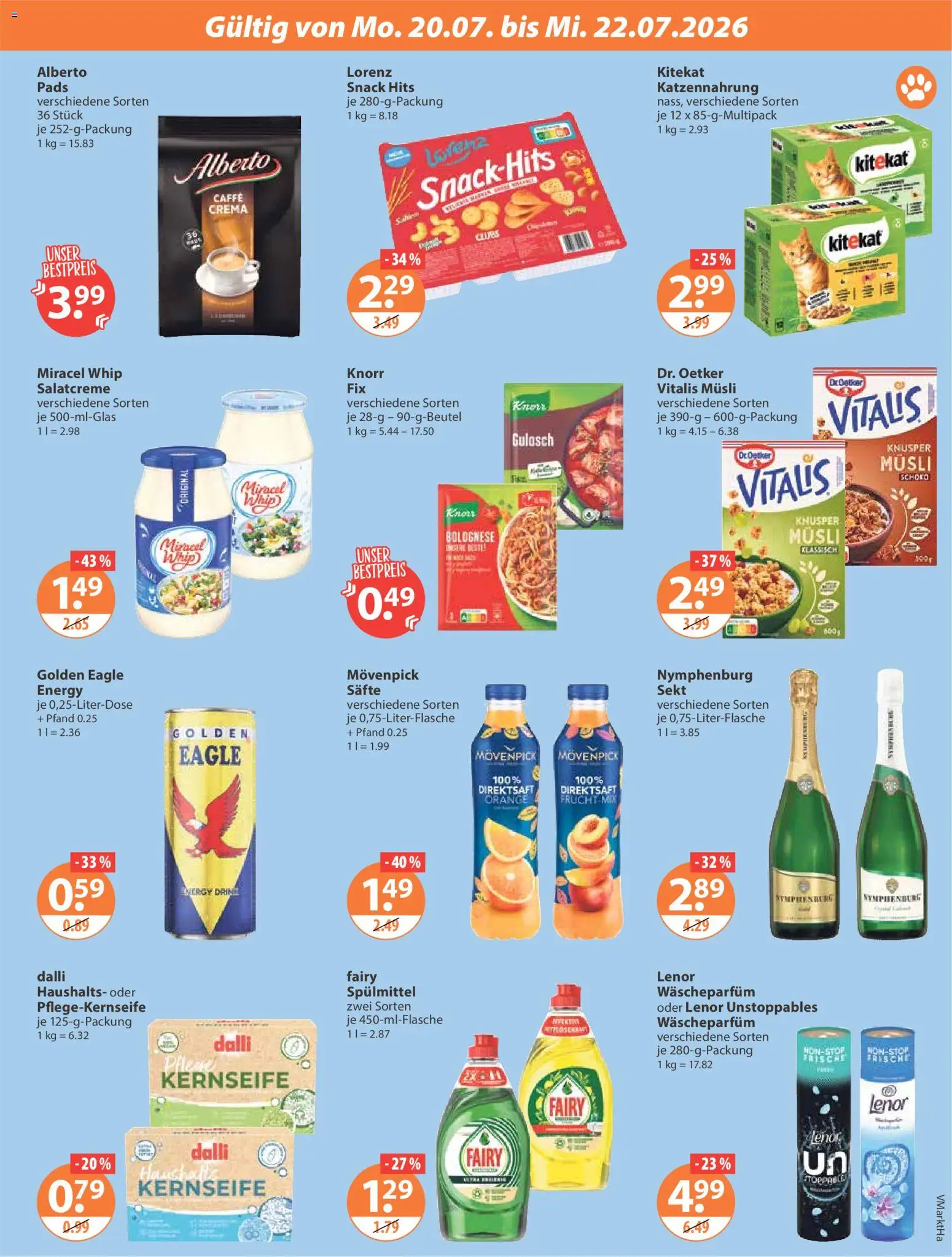 V-Markt Angebote – gültig ab 16.07.2026 | Seite: 21 | Produkte: Energy, Sekt, Knorr, Miracel whip