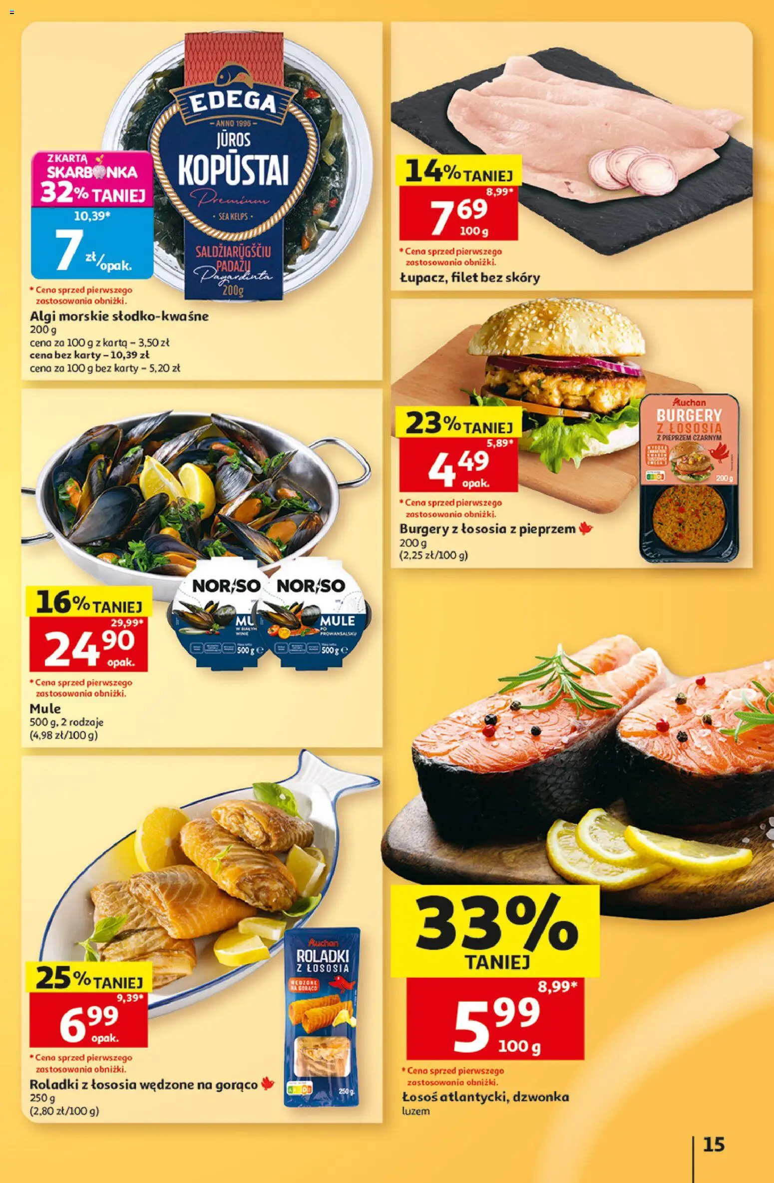 Auchan gazetka - Hipermarket od 15.10.2026 | Strona: 15 | Produkty: Karta, Mule, Łosoś, Algi morskie