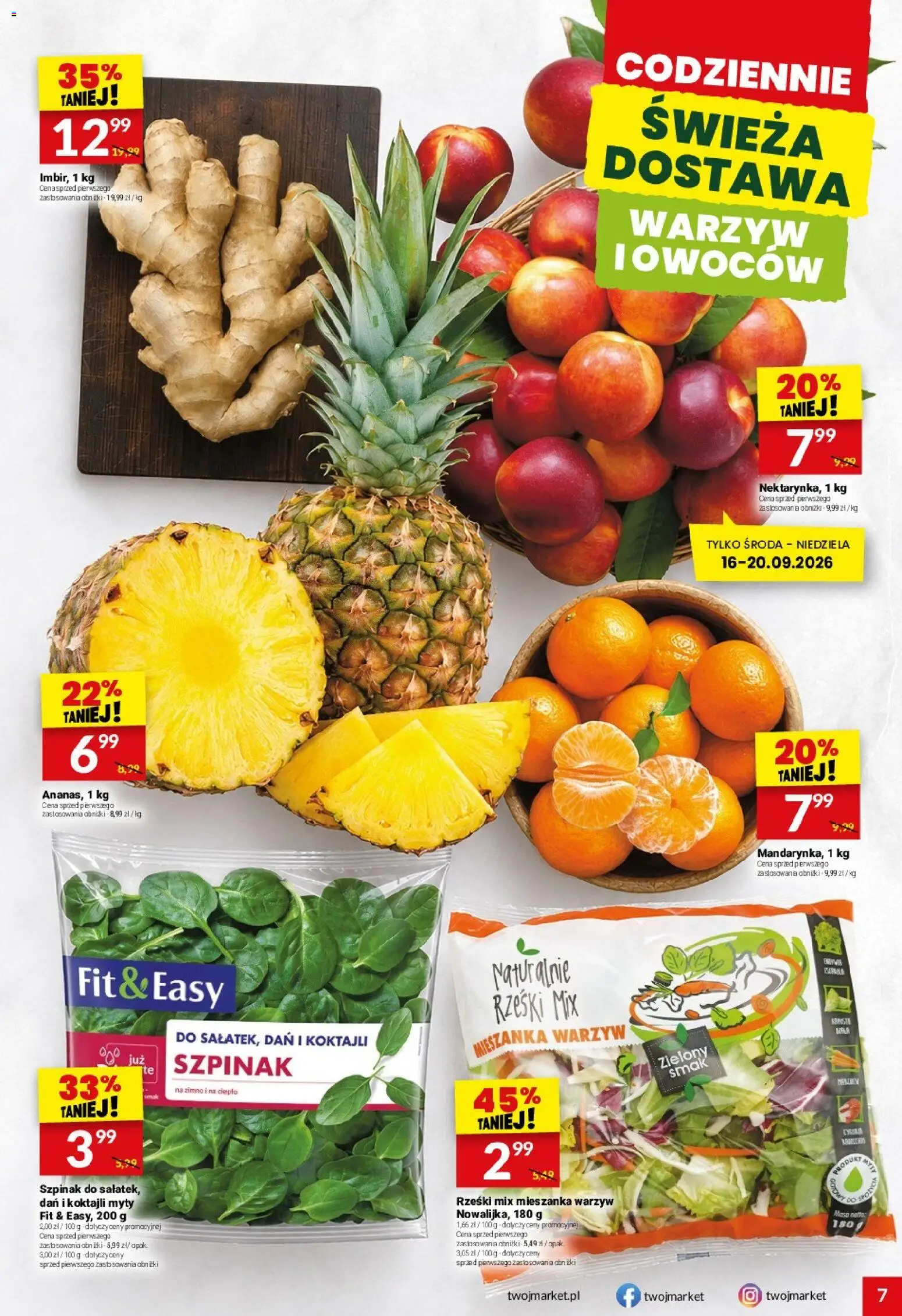 Twój Market gazetka od 16.09.2026 | Strona: 7 | Produkty: Szpinak, Mieszanka warzyw