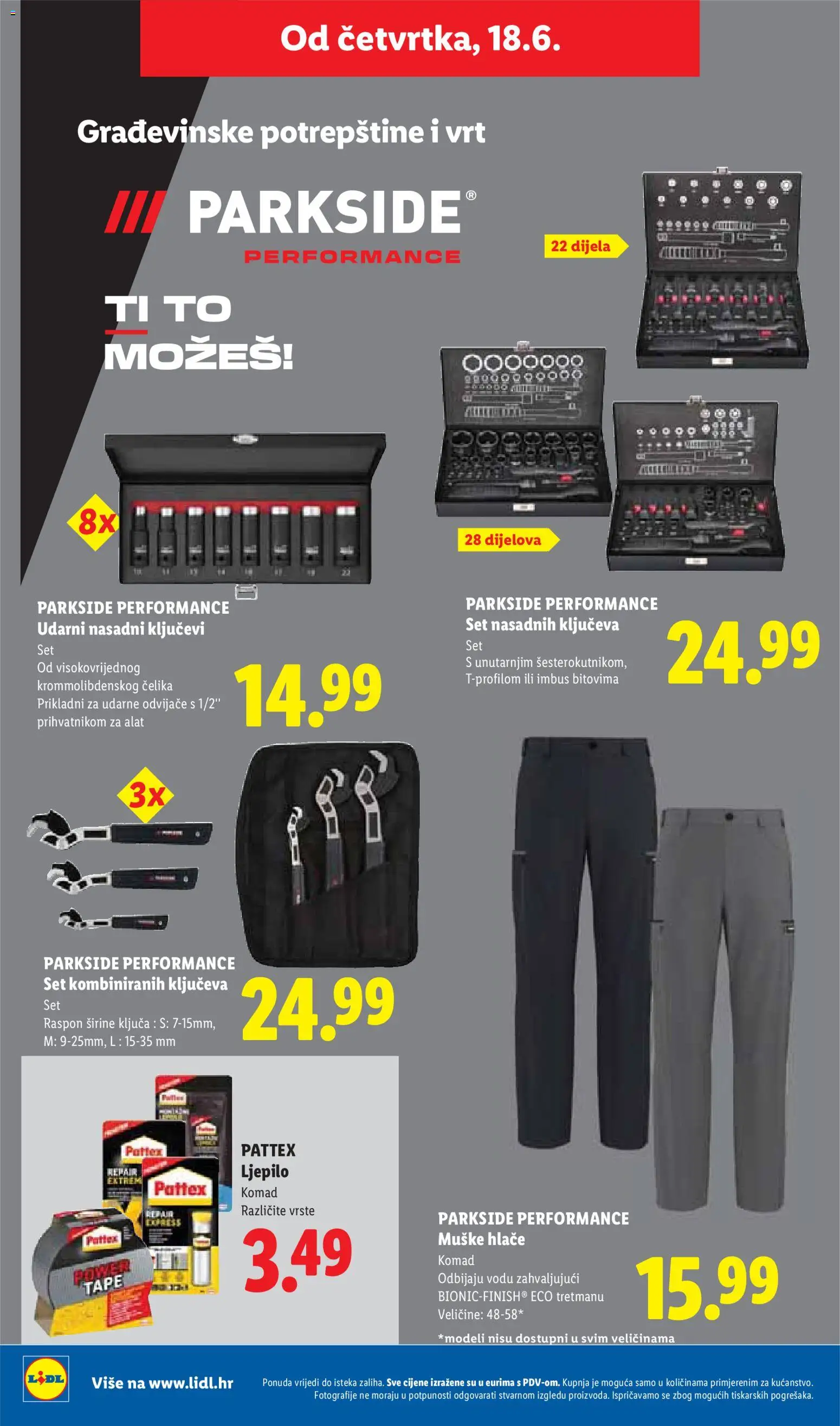 Lidl katalog | vrijedi od 15.06.2026 | Stranica: 40 | Proizvodi: Hlače, Alat, Ljepilo, Parkside