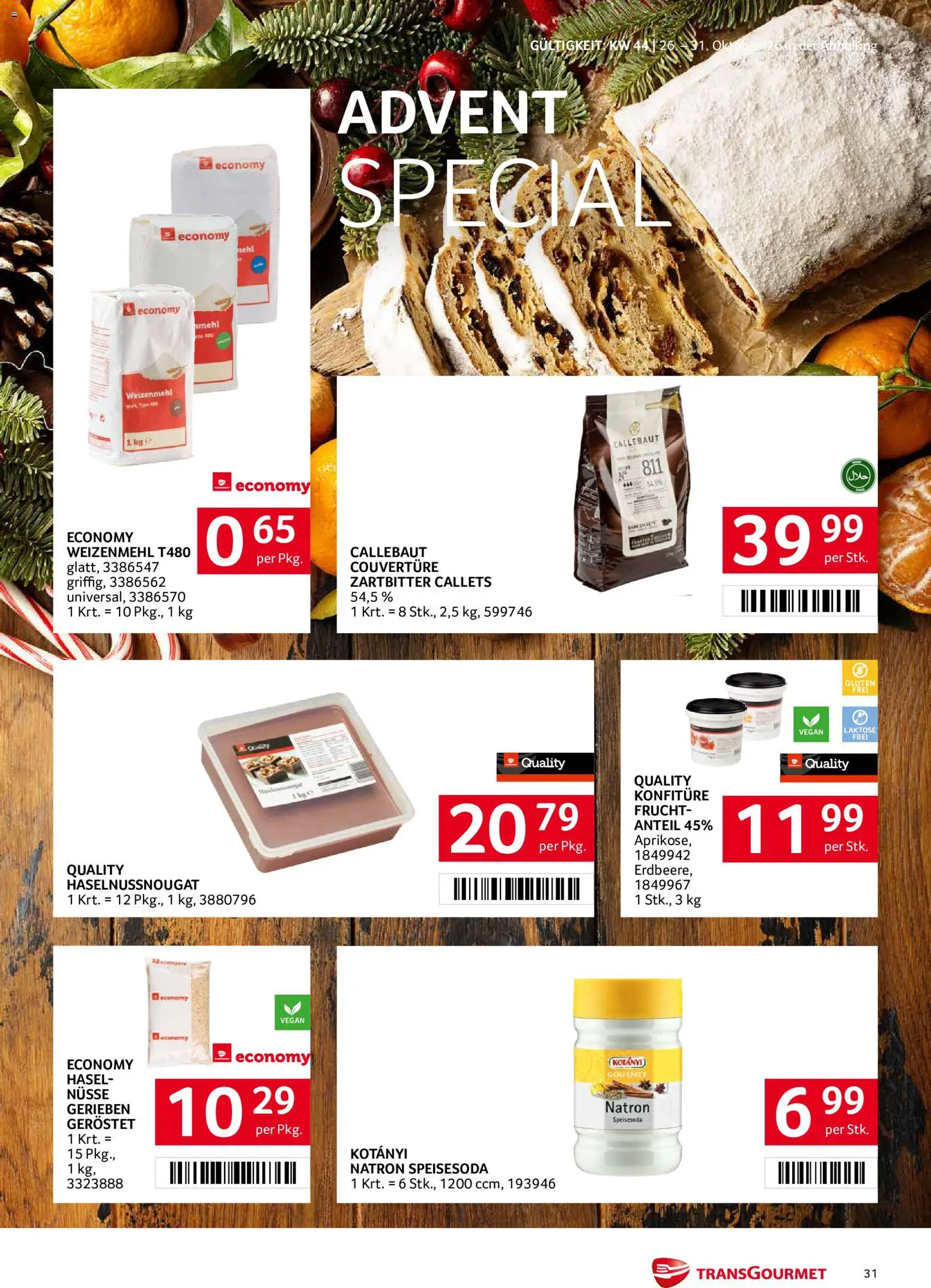 Transgourmet Abhol Aktion gültig ab 26.10.2026 | Seite: 31 | Produkte: Nüsse, Geröstet