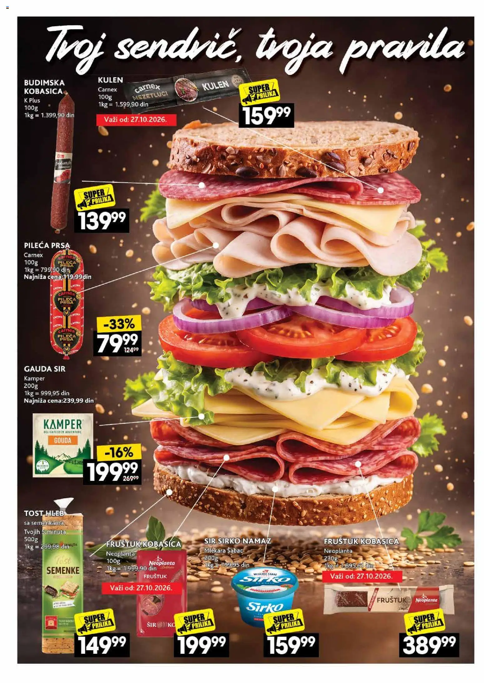 Idea katalog - važi od 26.10.2026 | Strana: 20 | Proizvode: Pileća prsa, Gouda, Gauda sir, Hleb