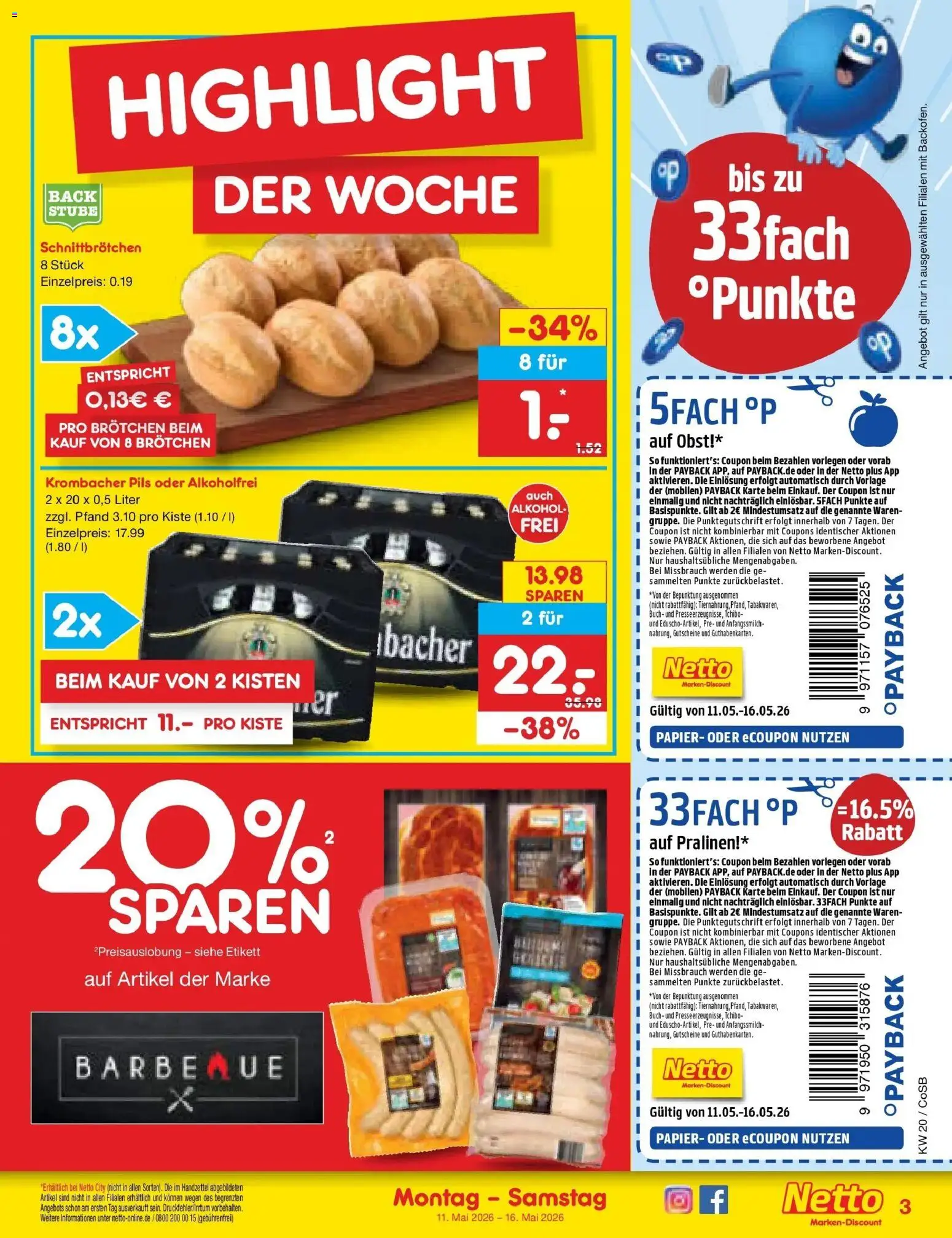 Netto Marken-Discount Prospekt Bitterfeld-Wolfen	 – gültig ab 10.05.2026 | Seite: 3 | Produkte: Pils, Obst, Krombacher
