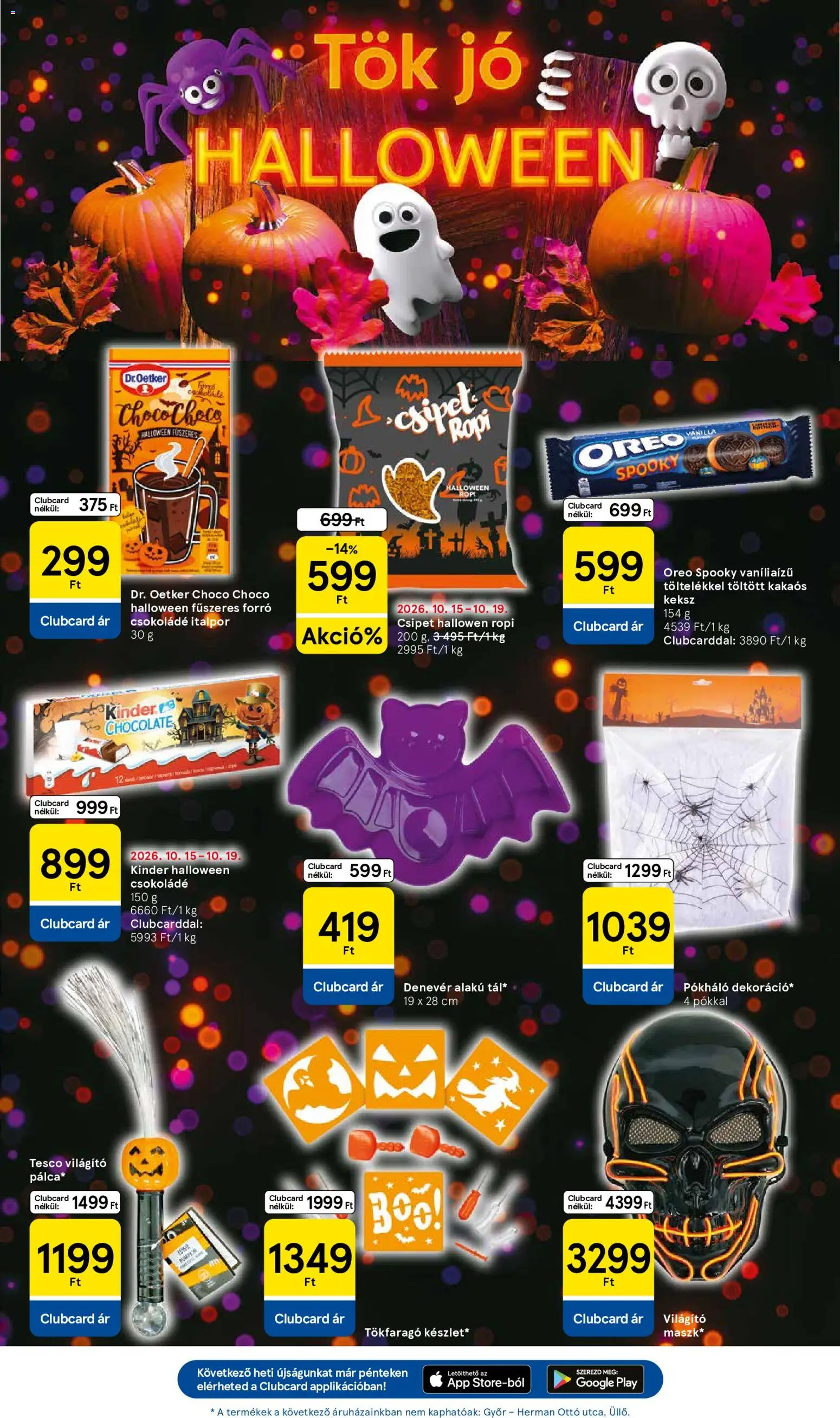 Tesco akciós ujság - amely érvényes a következő dátumtól: 2026.10.15. | Oldal: 5 | Termékek: Tök, Maszk, Ropi, Kinder