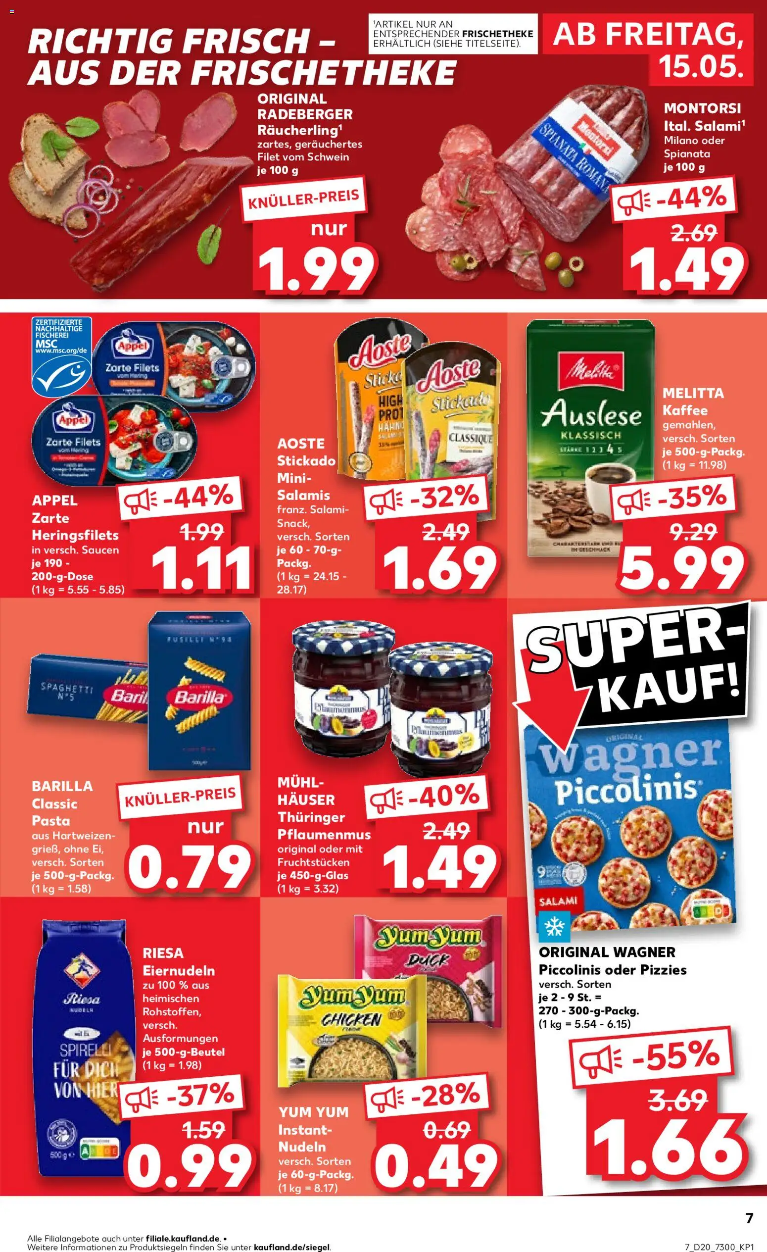 Kaufland Prospekt – gültig ab 15.05.2026 | Seite: 7 | Produkte: Piccolinis, Pasta, Pizza, Nudeln