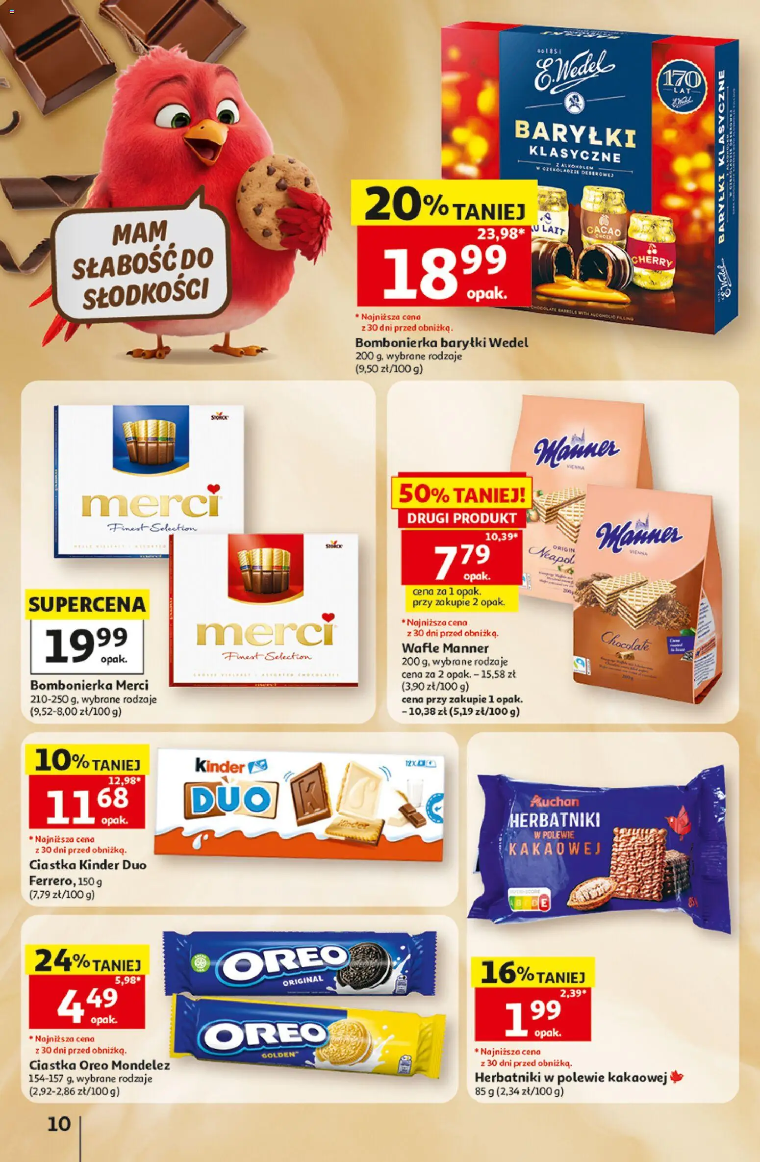 Auchan gazetka - Hipermarket od 29.10.2026 | Strona: 10 | Produkty: Wafle, Herbatniki, Ciastka Oreo, Baryłki wedel