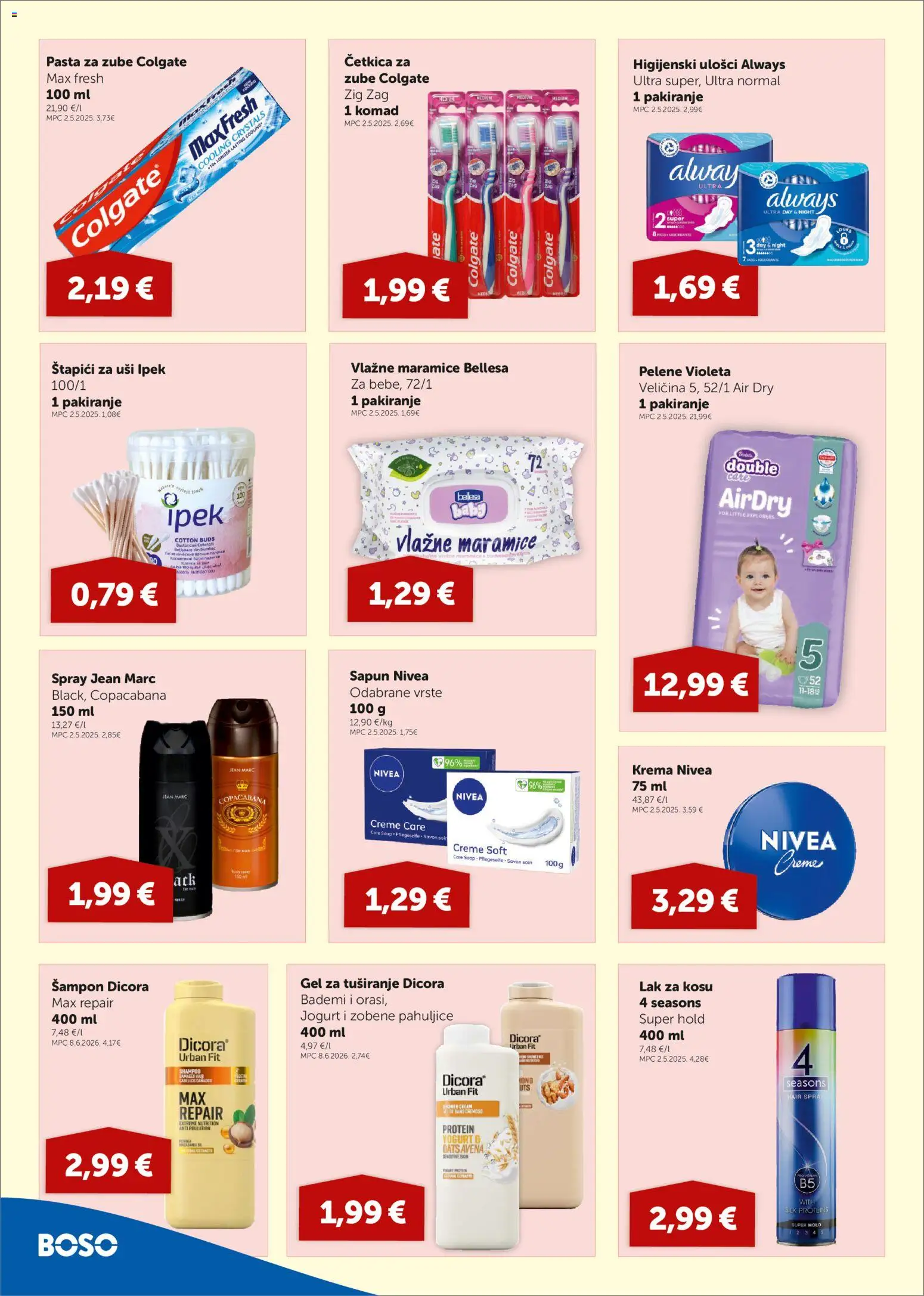 Boso katalog | vrijedi od 08.10.2026 | Stranica: 12 | Proizvodi: Štapići za uši, Jogurt, Pahuljice, Nivea