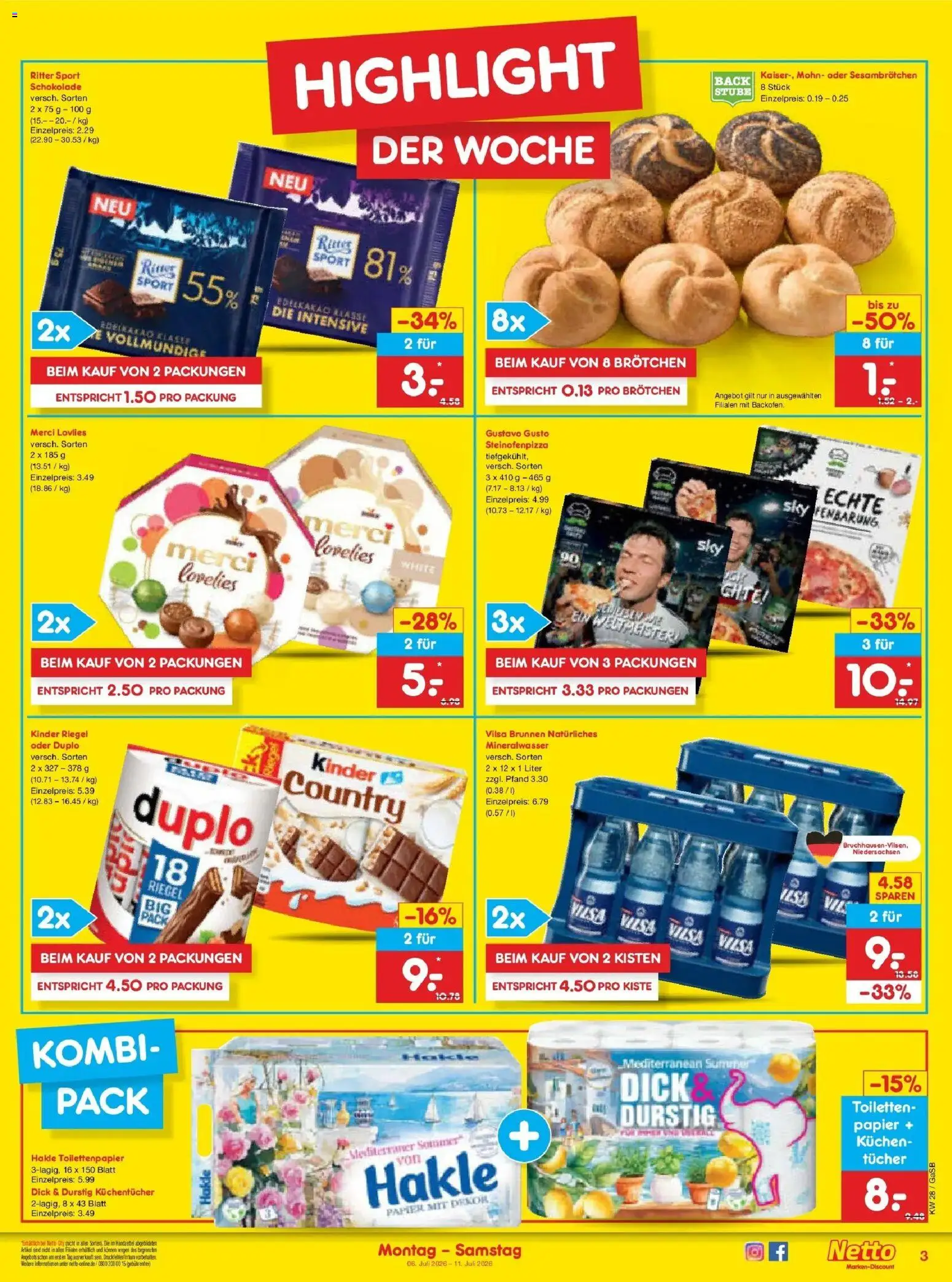 Netto Marken-Discount - Netto: Wochenangebote – gültig ab 05.07.2026 | Seite: 3 | Produkte: Merci, Ritter sport, Backofen, Toilettenpapier