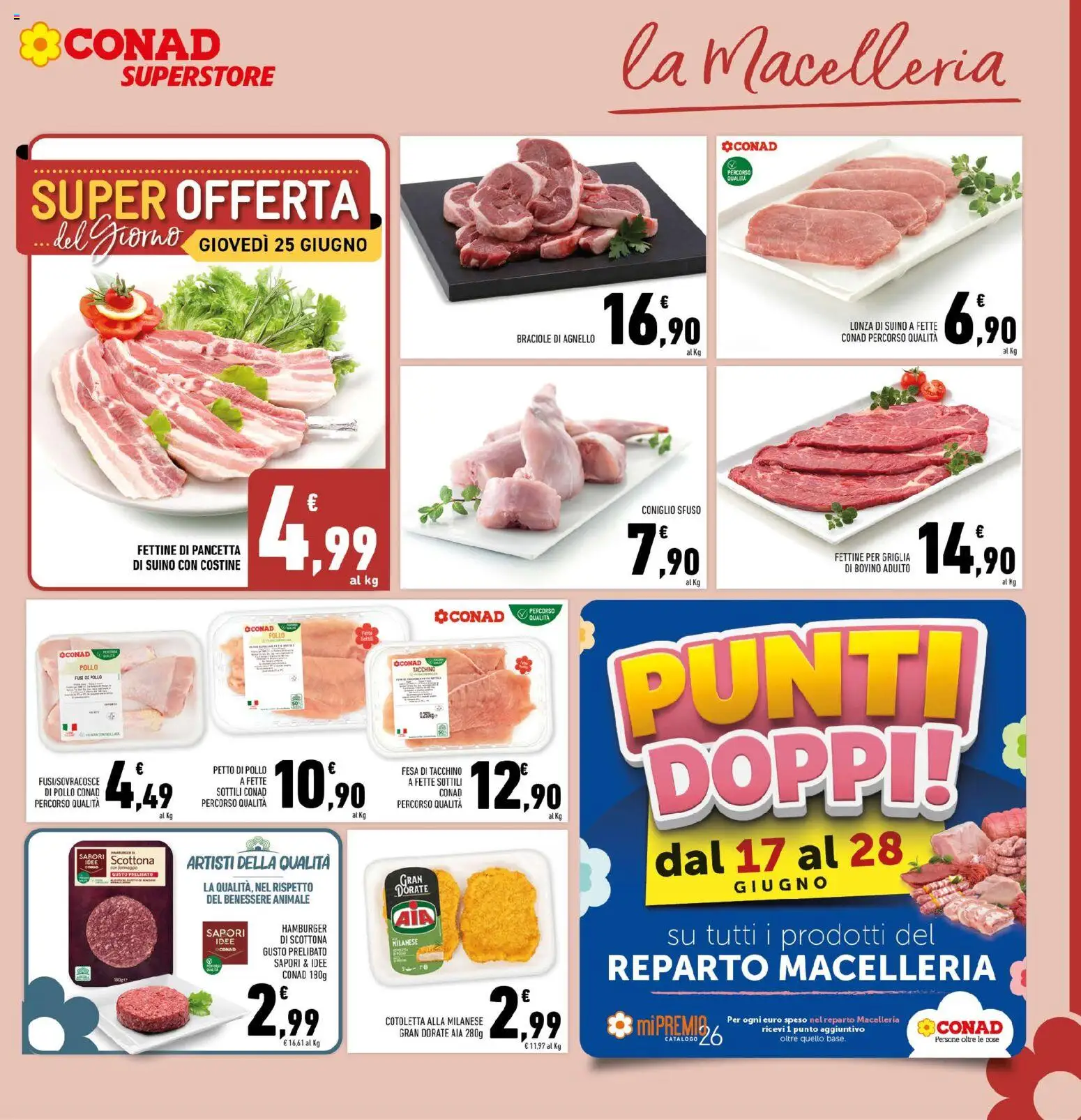 Volantino Conad del 17.06.2026 | Pagina: 3 | Prodotti: Bovino, Petto di Pollo, Pollo, Pancetta