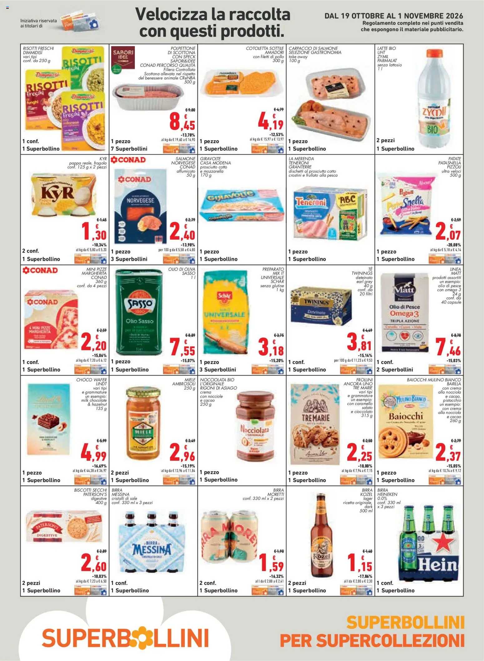 Volantino Conad del 22/10/2026 | Pagina: 19 | Prodotti: Carpaccio, Lindt, Sale, Heineken