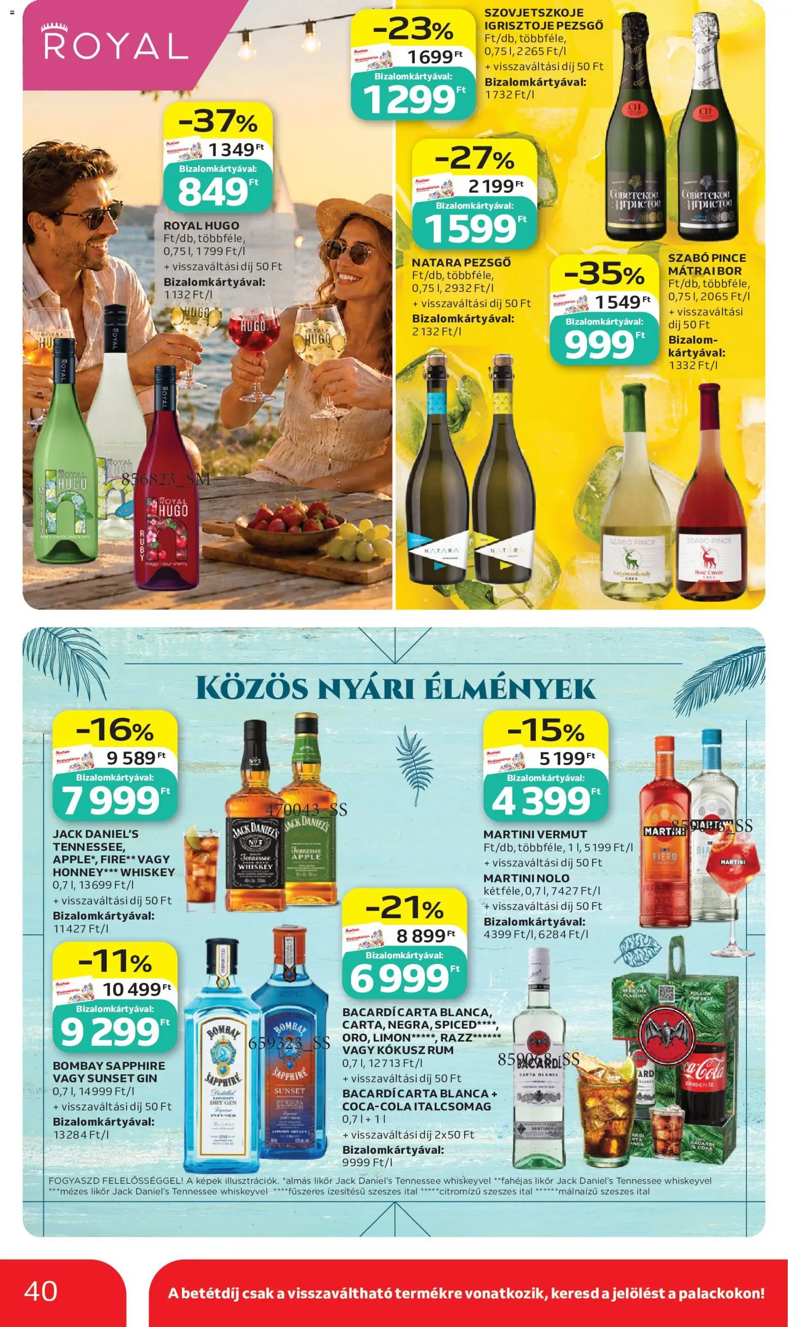 Auchan akciós ujság - amely érvényes a következő dátumtól: 2026.07.02. | Oldal: 40 | Termékek: Whiskey, Kokusz, Rum, Gin