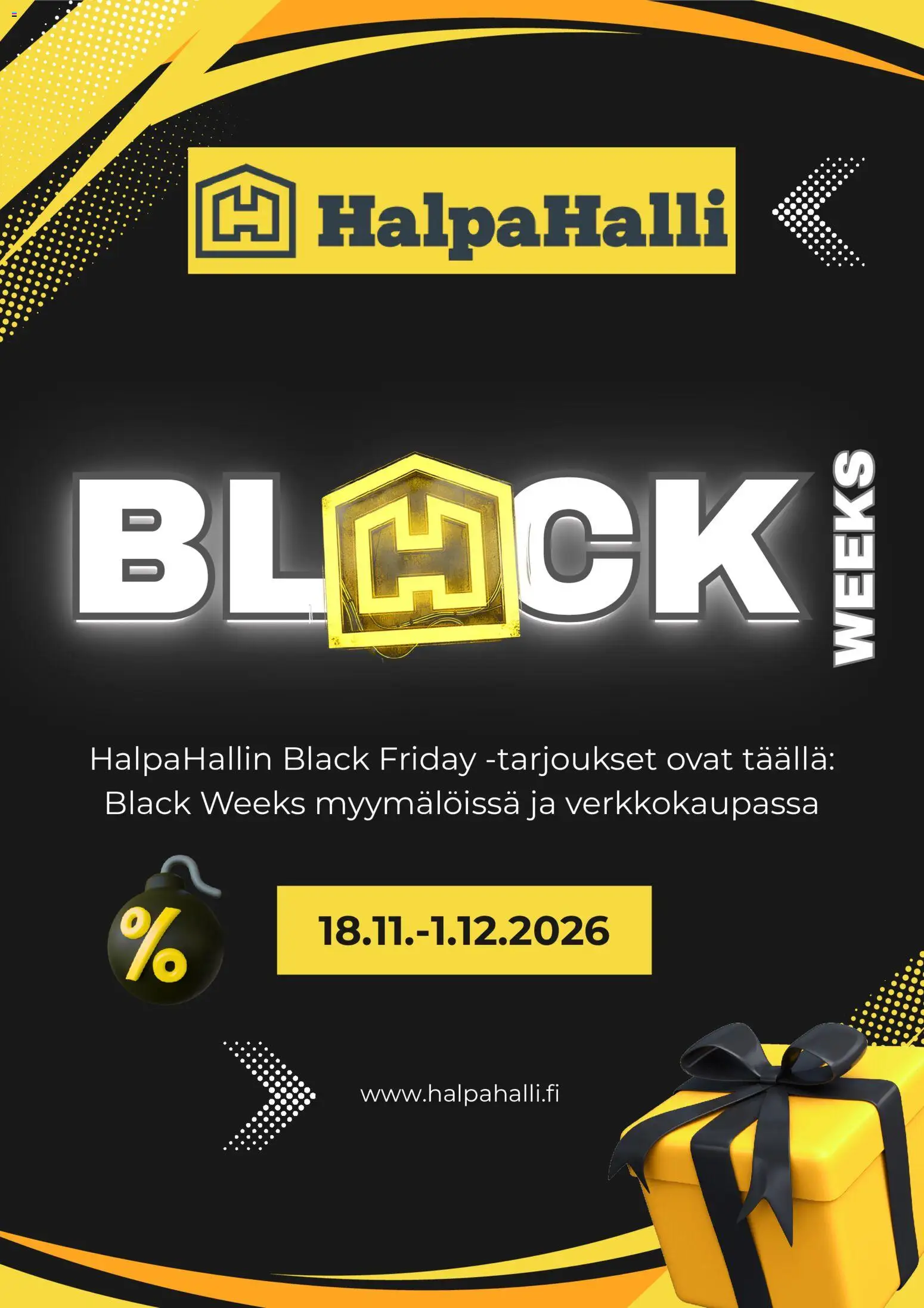 Halpa Halli Black Friday -ennakkoilmoitus – voimassa 20/10/2026 alkaen | Sivu: 1