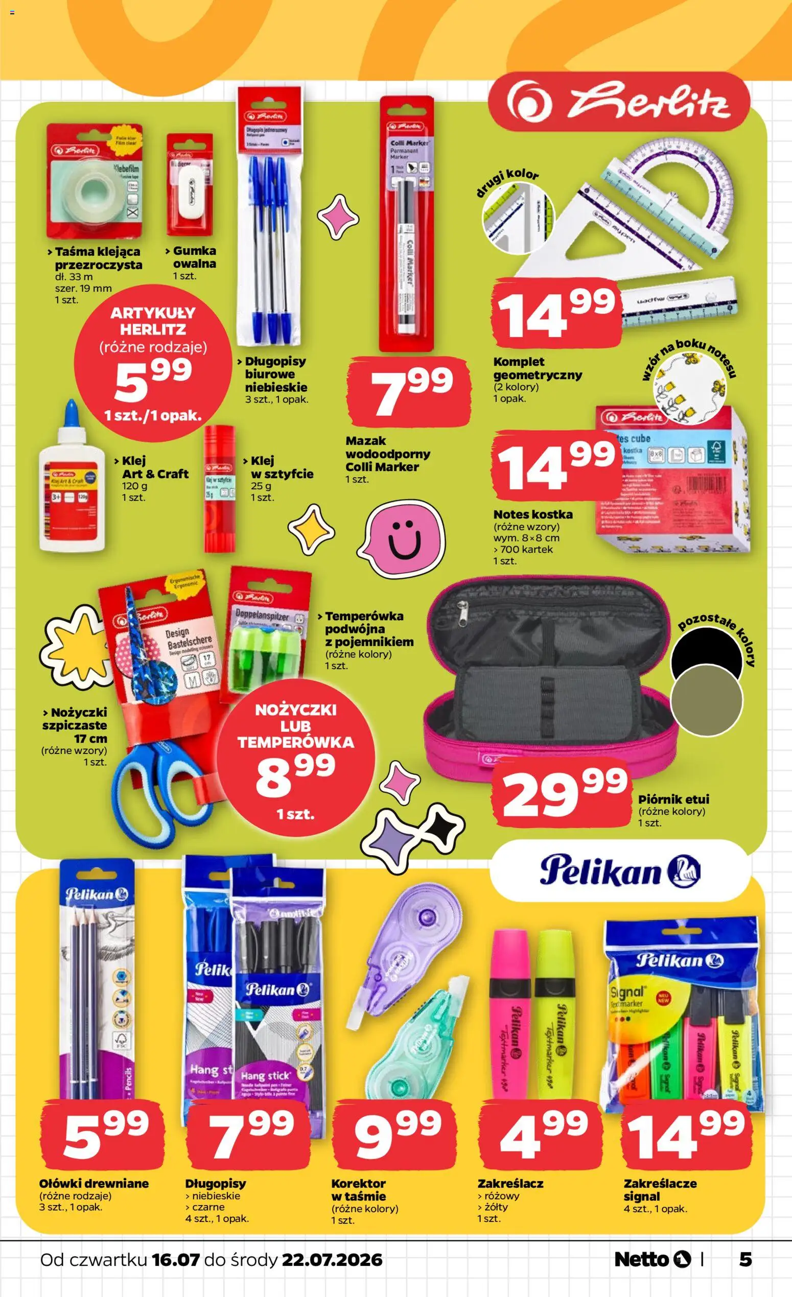 Netto gazetka od czwartku NonFood od 16.07.2026 | Strona: 5 | Produkty: Temperówka, Korektor